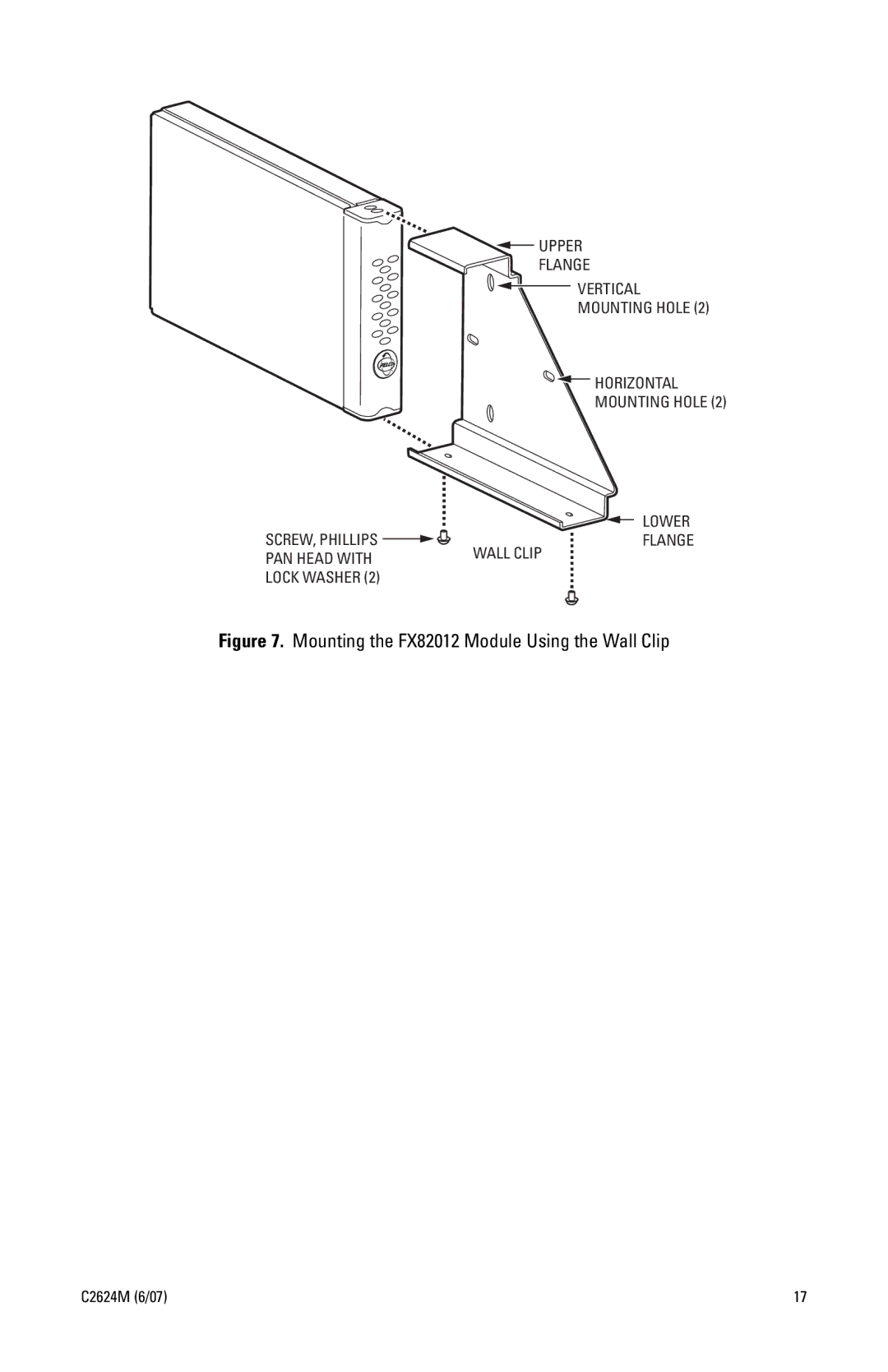 Pelco FX82012 manual PAN Head with Wall Clip Lock Washer 