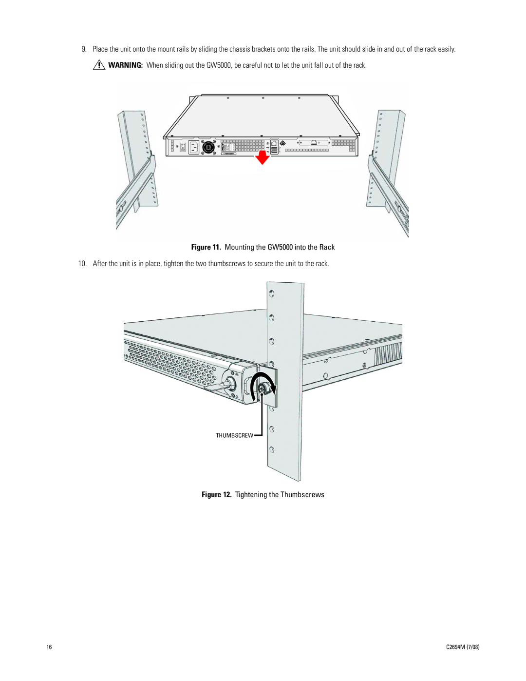 Pelco GW5000 manual Tightening the Thumbscrews 