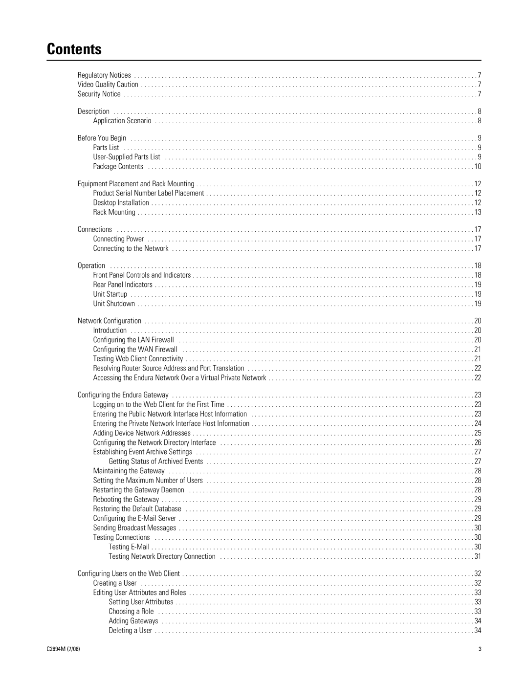 Pelco GW5000 manual Contents 