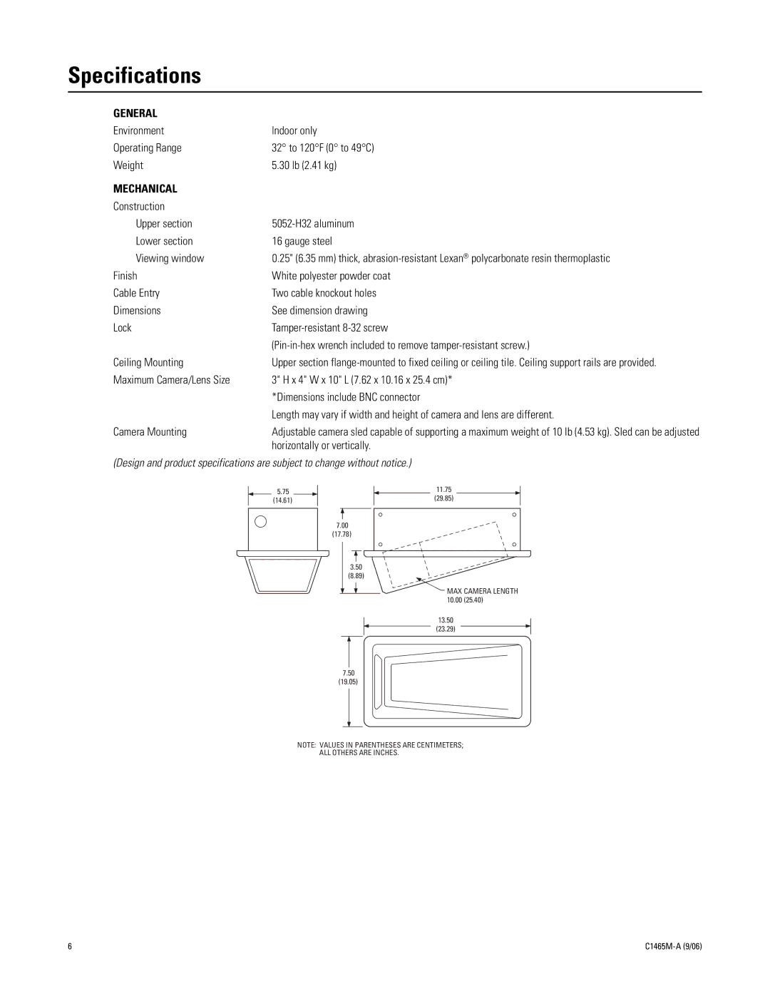 Pelco HS2100 manual Indoor only 