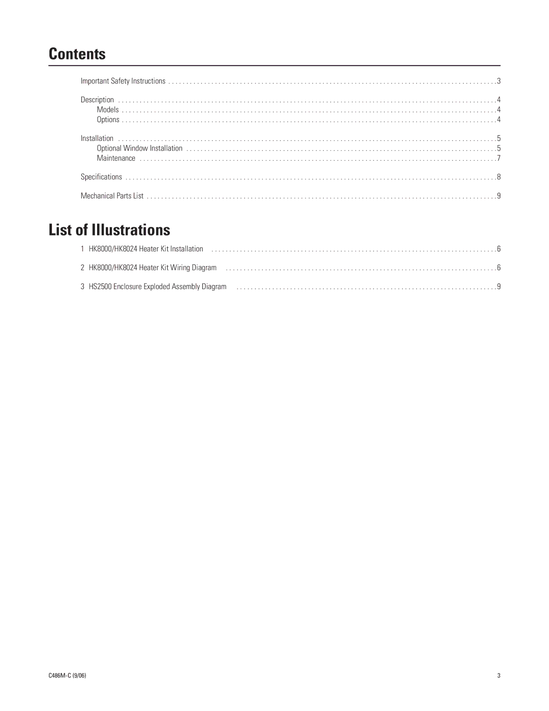 Pelco hs2500 manual Contents, List of Illustrations 