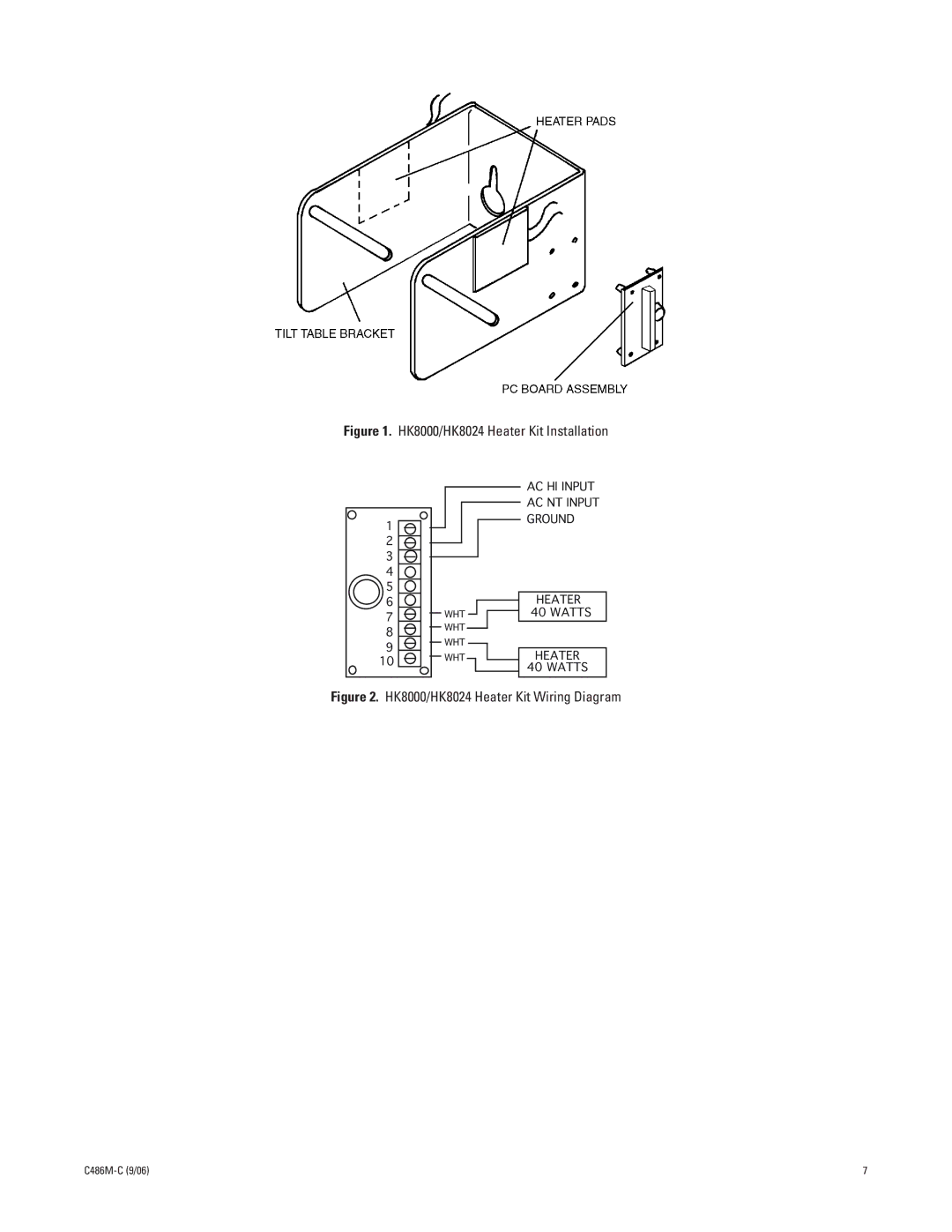 Pelco hs2500 manual HK8000/HK8024 Heater Kit Installation 