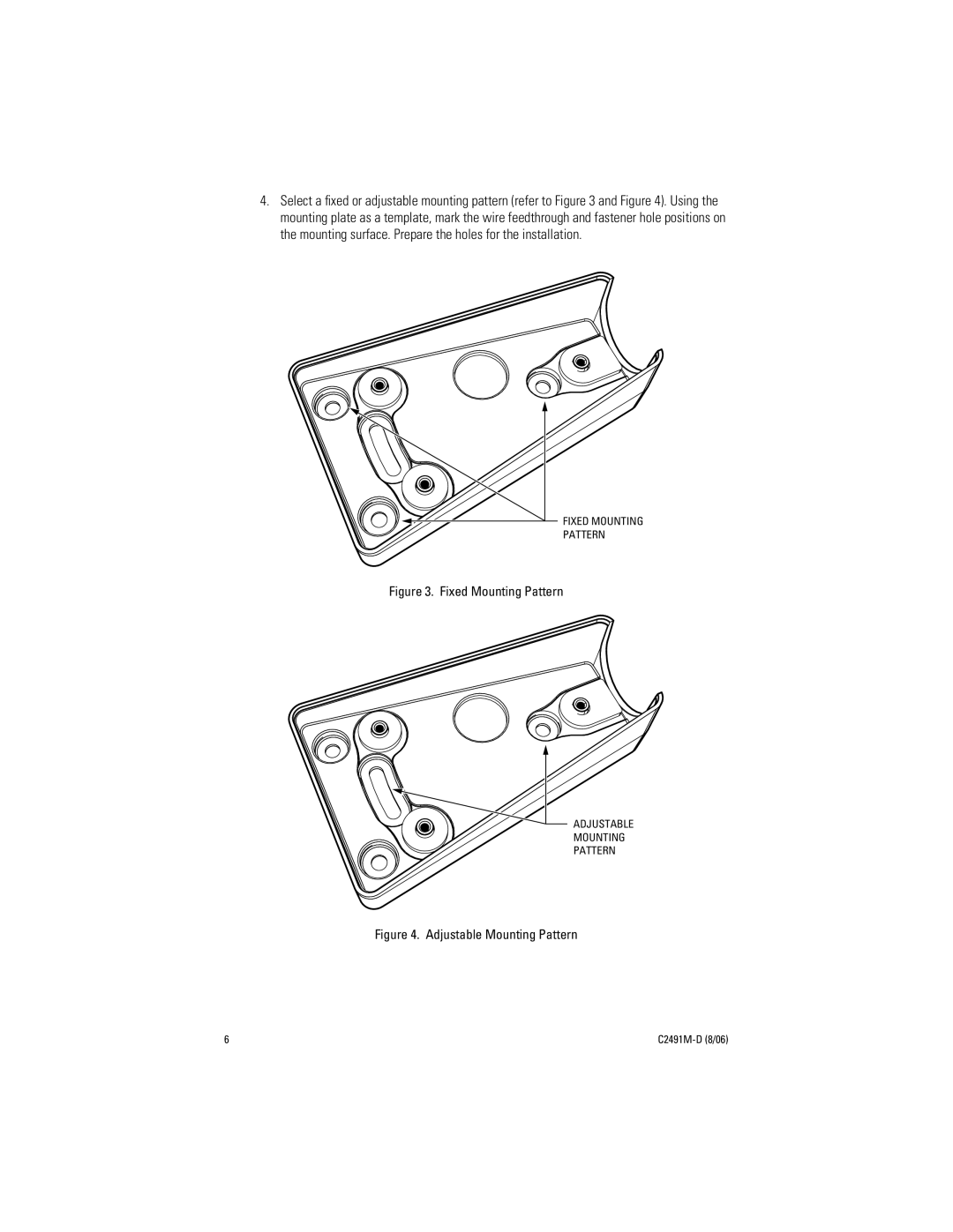 Pelco ICS210 manual Fixed Mounting Pattern 