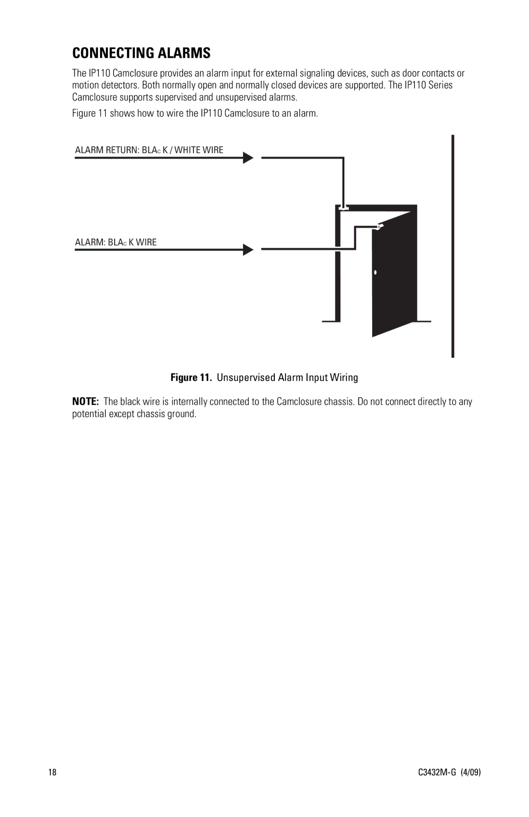 Pelco IP110 manual Connecting Alarms 