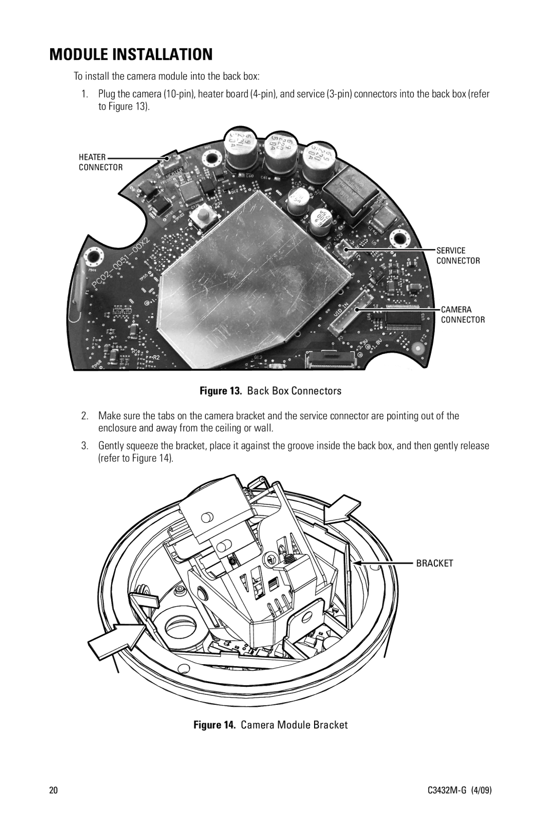 Pelco IP110 manual Module Installation, Camera Module Bracket 