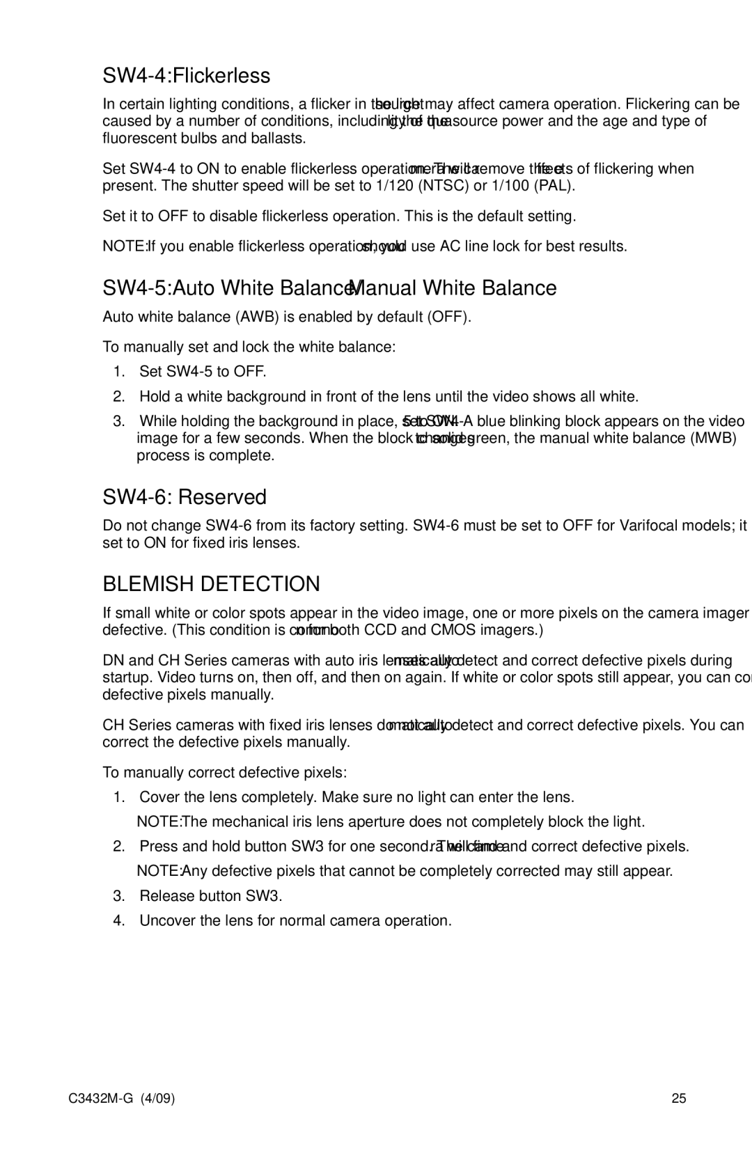 Pelco IP110 manual Blemish Detection 