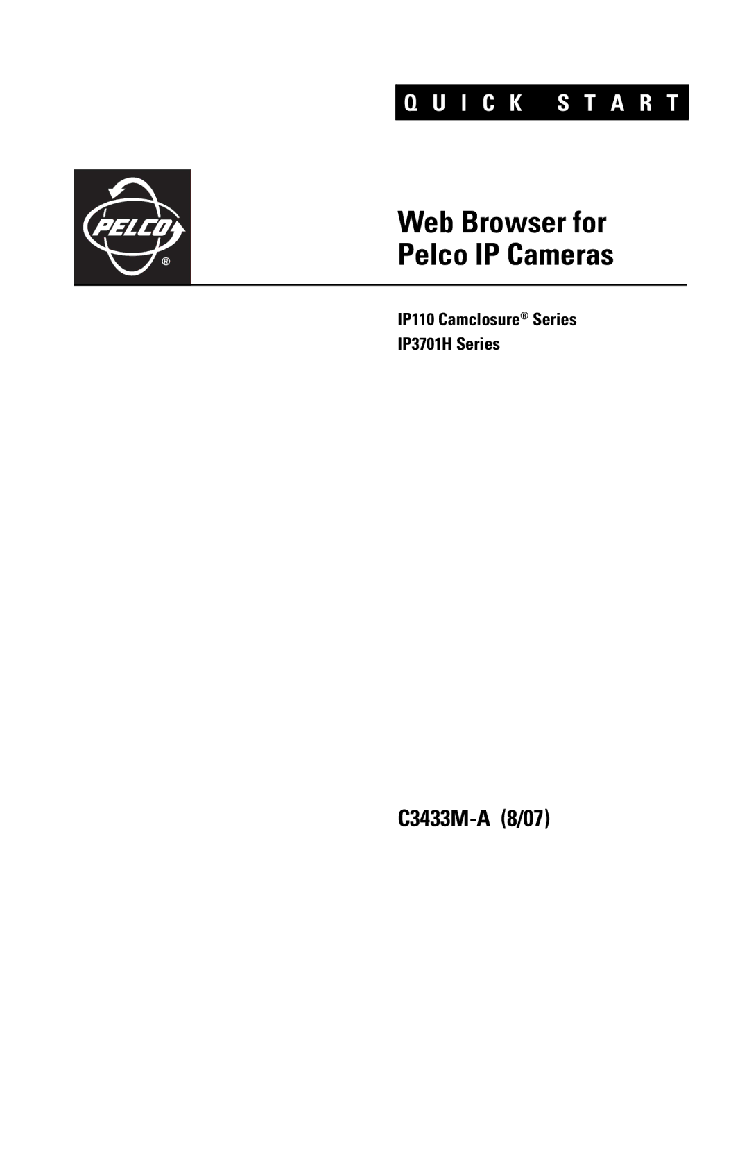 Pelco IP3701H quick start Web Browser for Pelco IP Cameras 