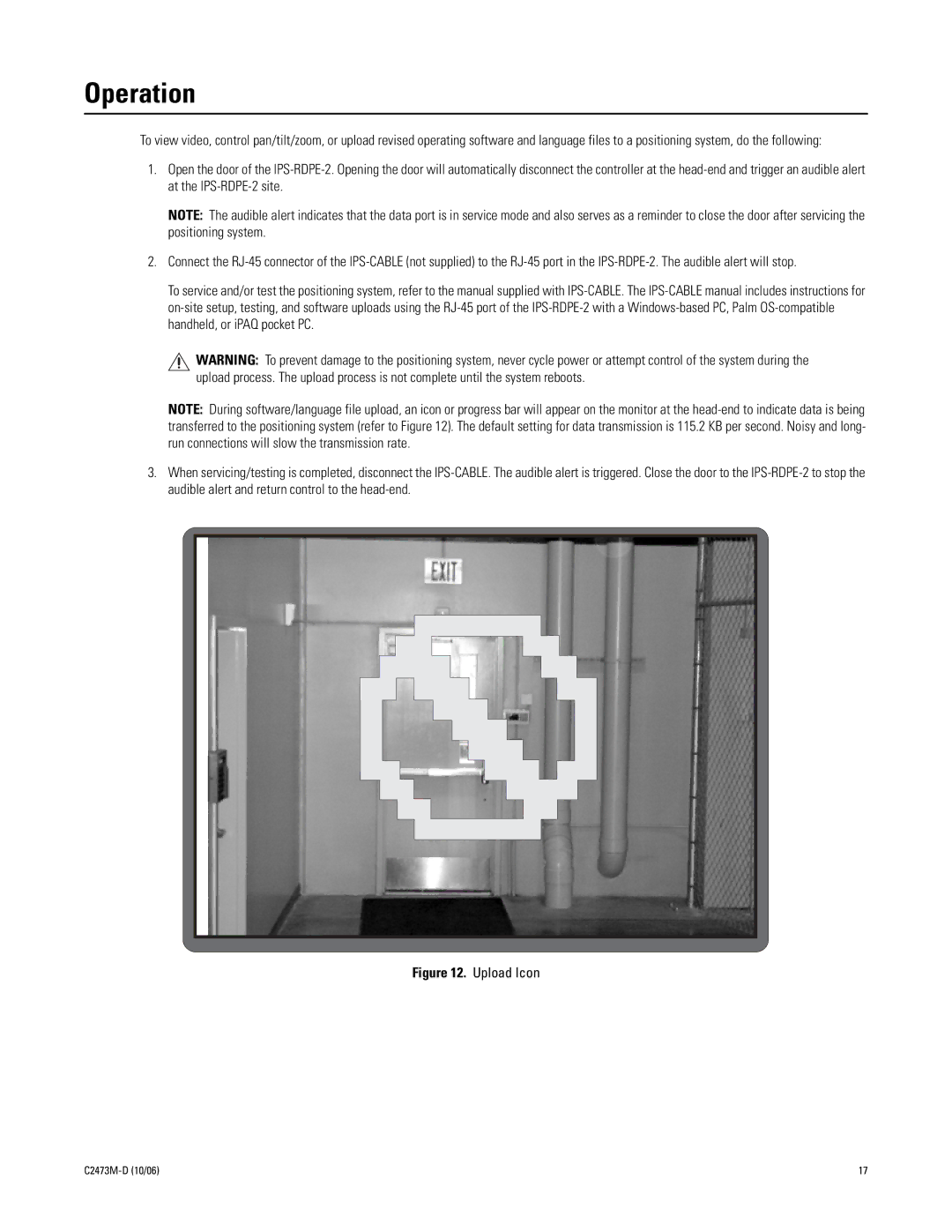 Pelco ips-rdpe-2 manual Operation, Upload Icon 