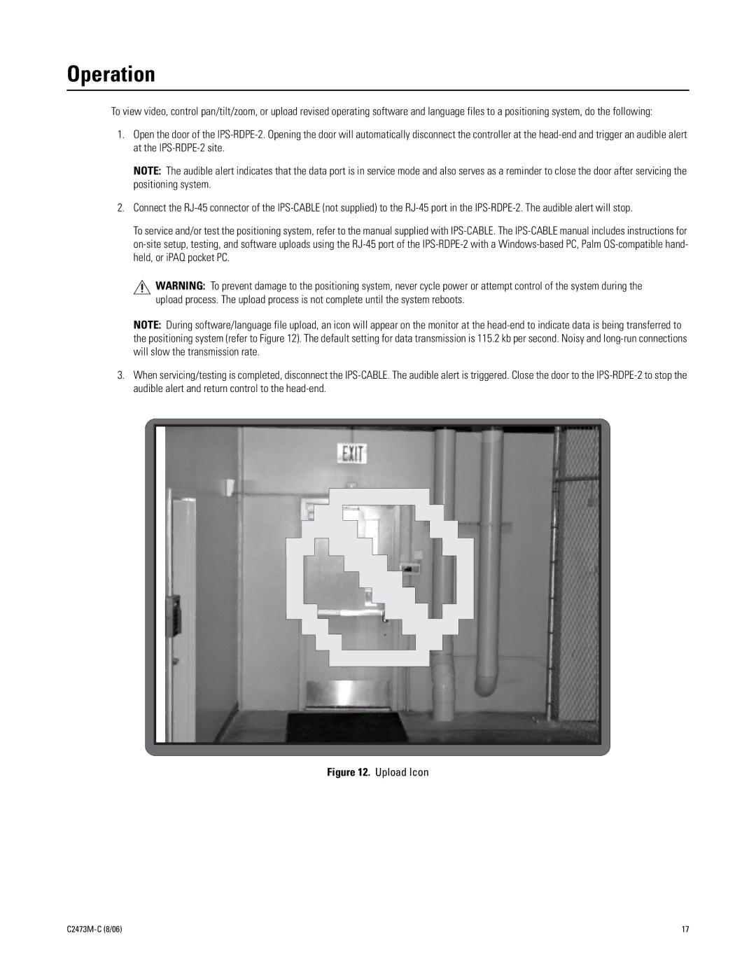 Pelco ips-rdpe-2 manual Operation, Upload Icon 