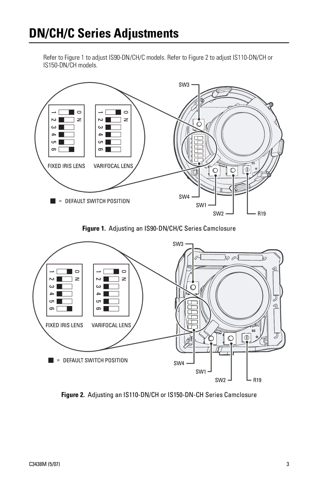 Pelco IS110, IS150 manual DN/CH/C Series Adjustments 