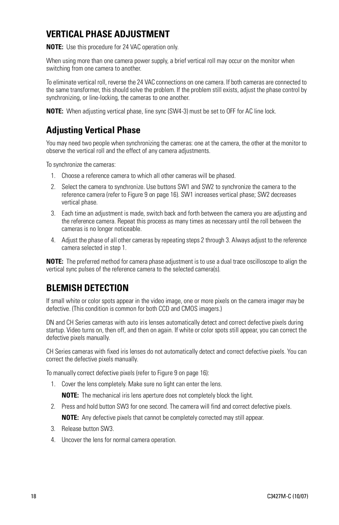 Pelco IS150 manual Vertical Phase Adjustment 