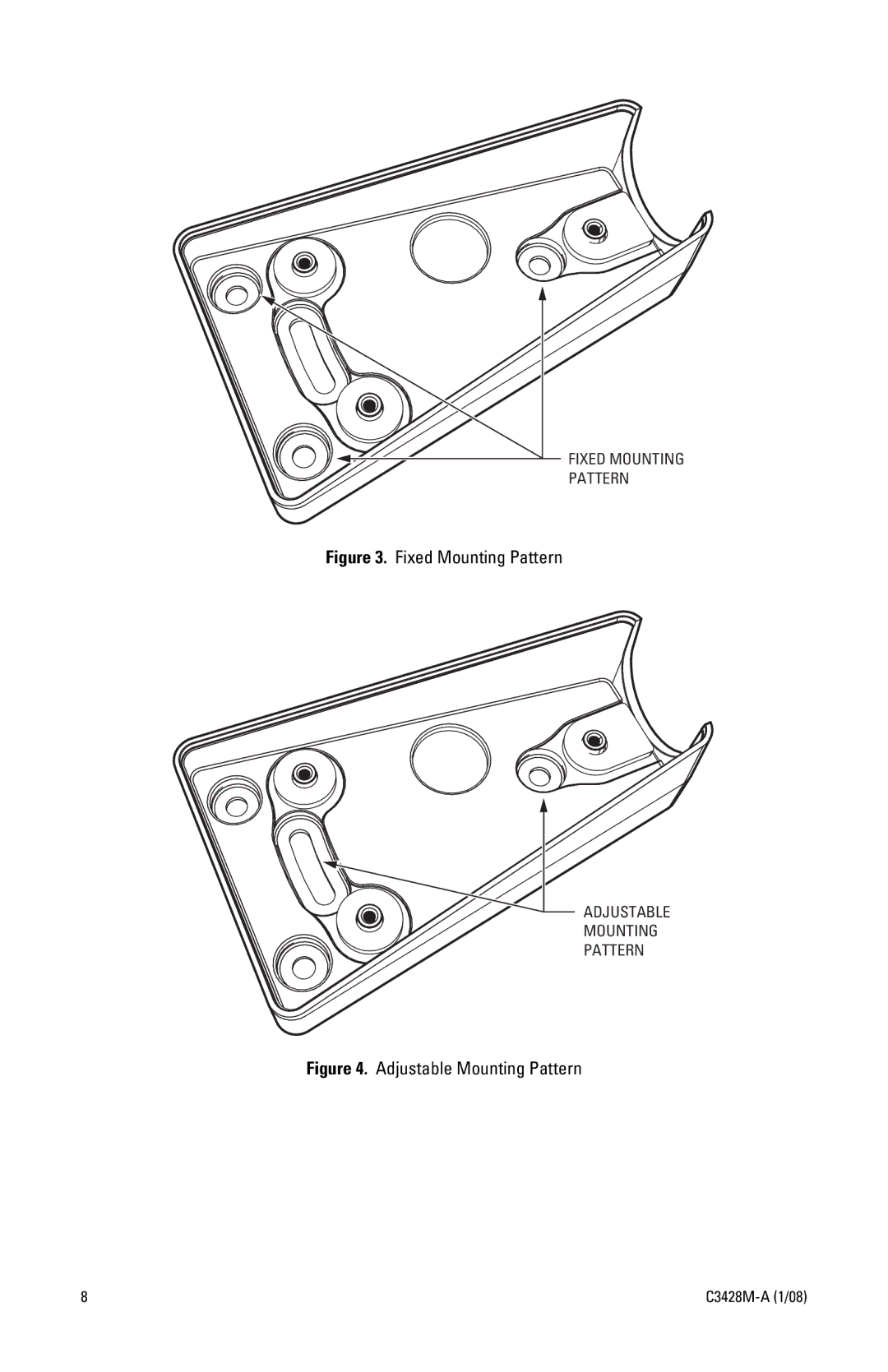 Pelco IS210 manual Fixed Mounting Pattern 