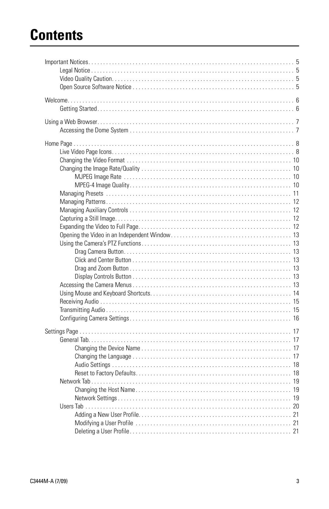 Pelco IV IP manual Contents 