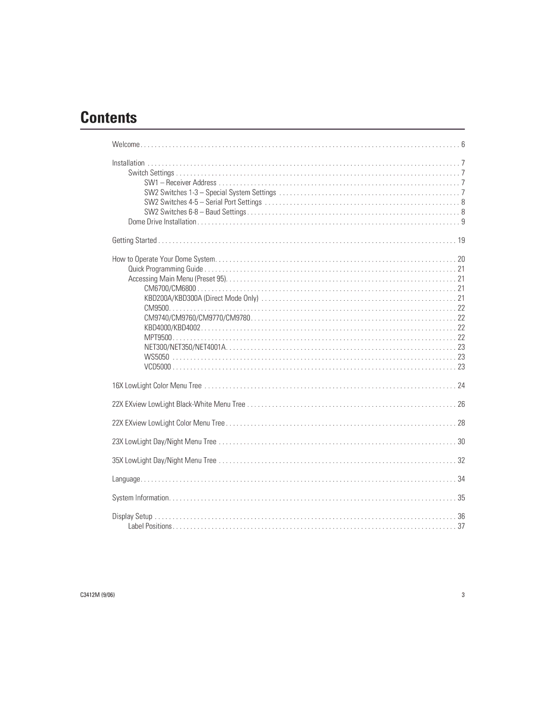 Pelco IV SE manual Contents 