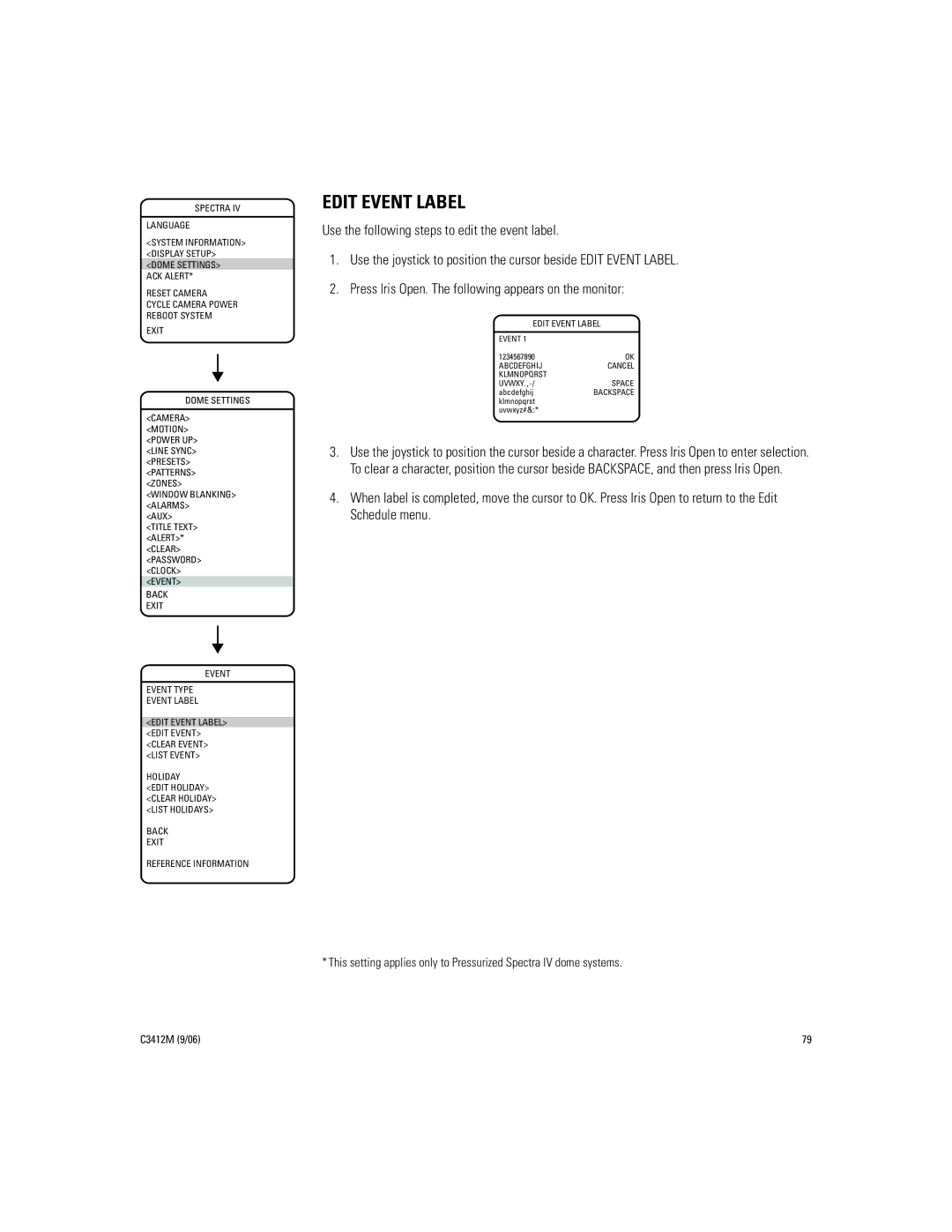 Pelco IV SE manual Edit Event Label 
