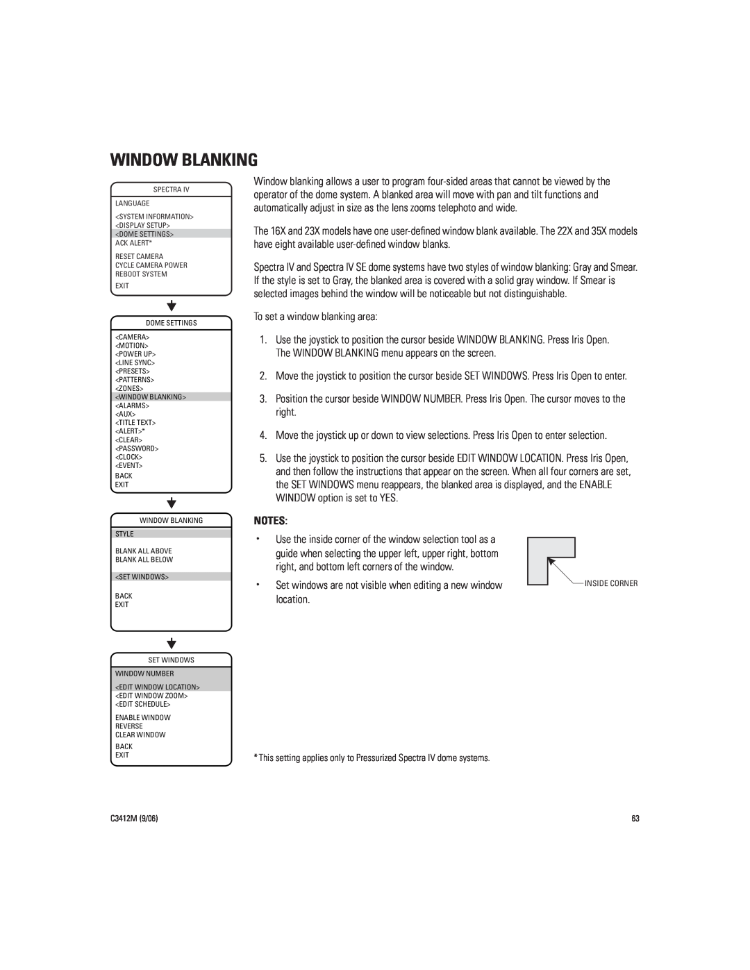 Pelco IV SE manual Window Blanking 