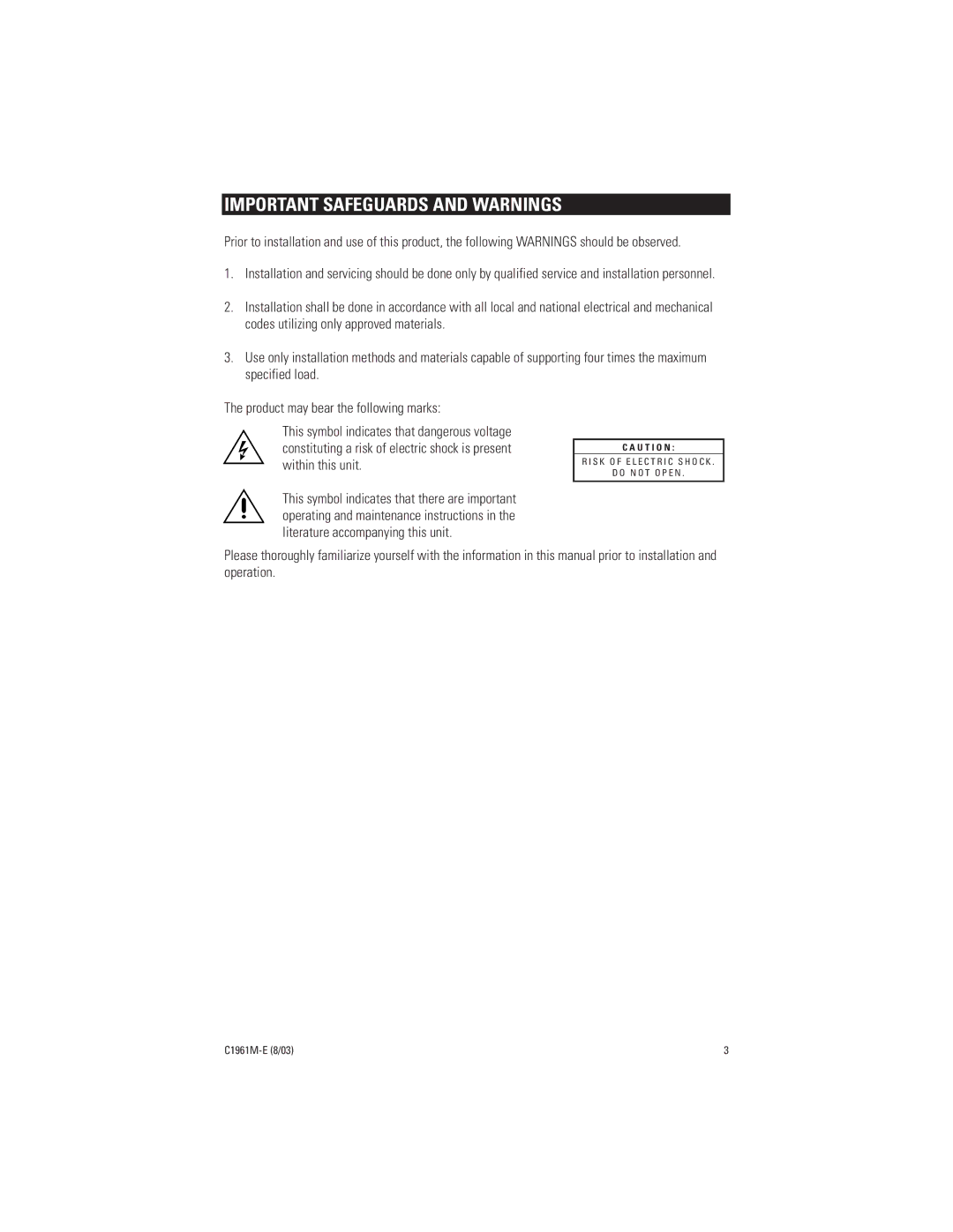 Pelco CCC1370H-2X, MCC1370H-2 manual Important Safeguards and Warnings 