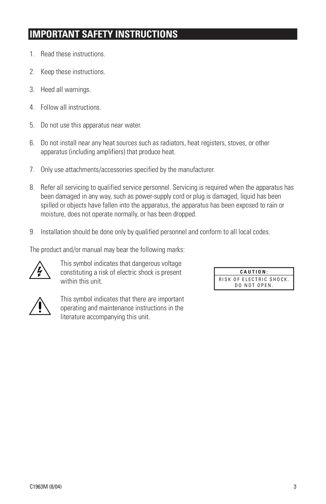 Pelco CCC1380H-6X, MCC1380H-6 manual Important Safety Instructions 