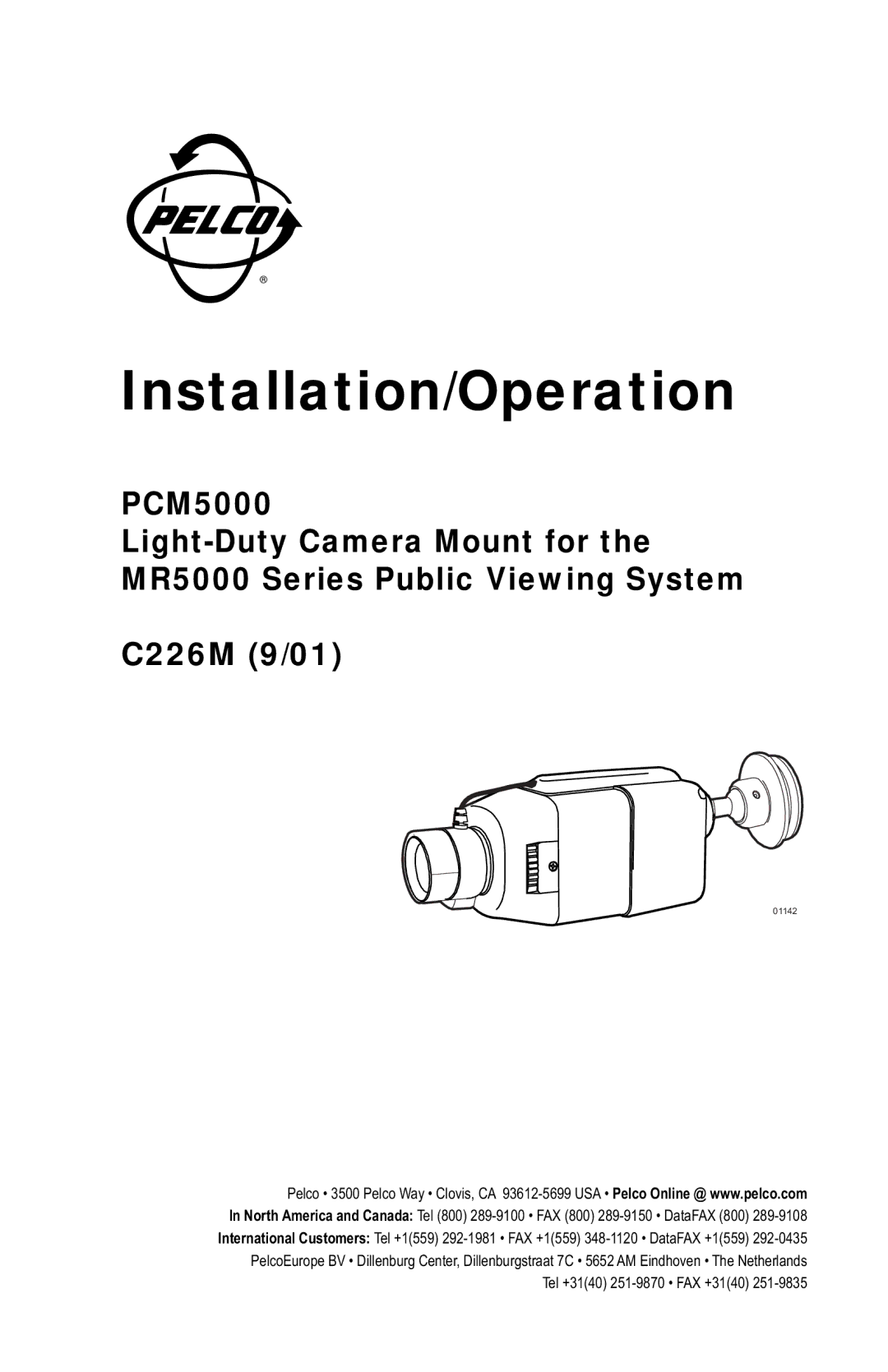 Pelco C226M, MR5000 manual Installation/Operation 