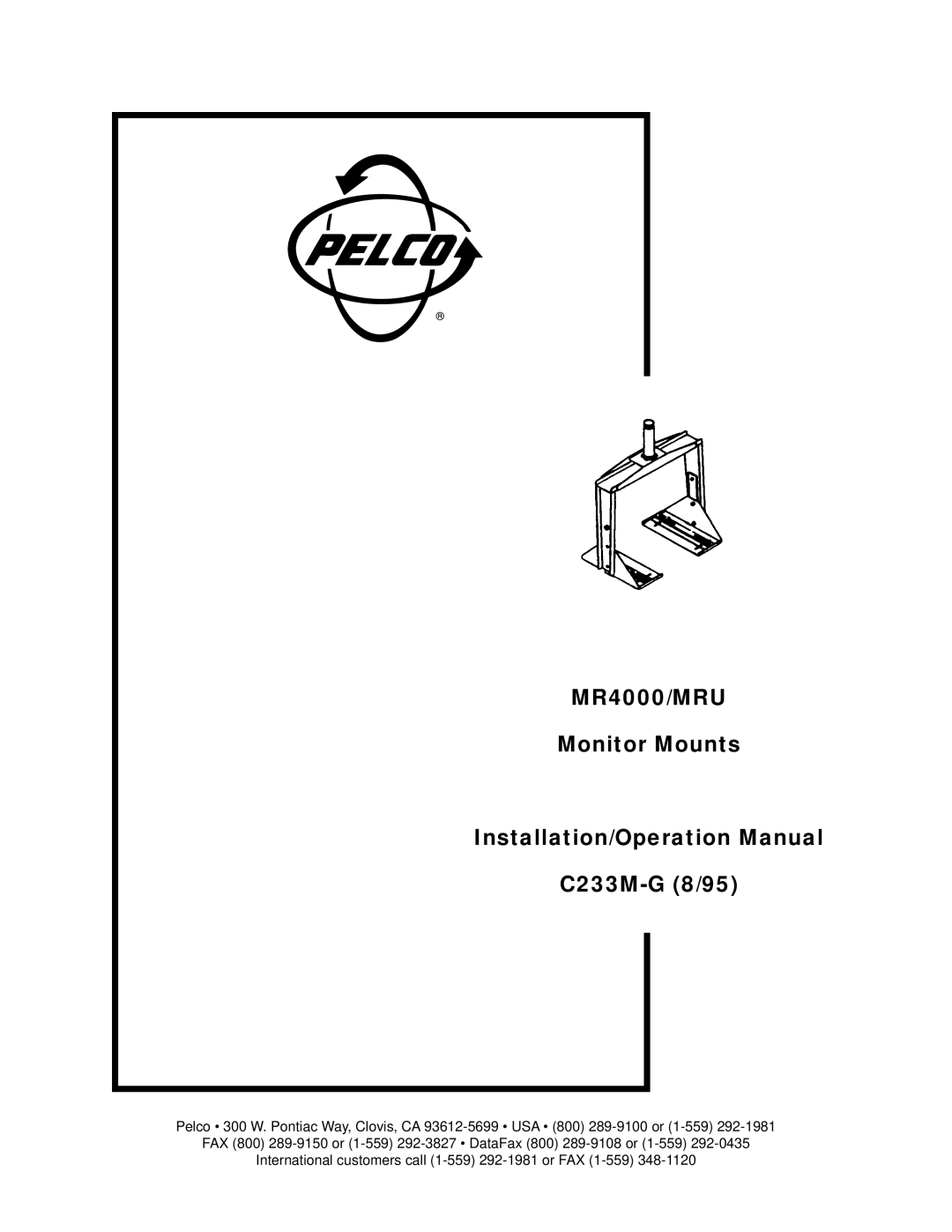 Pelco operation manual MR4000/MRU 