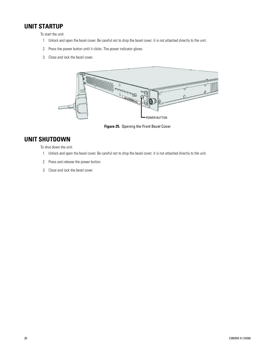 Pelco NET5308T-EXP manual Unit Startup, Unit Shutdown 