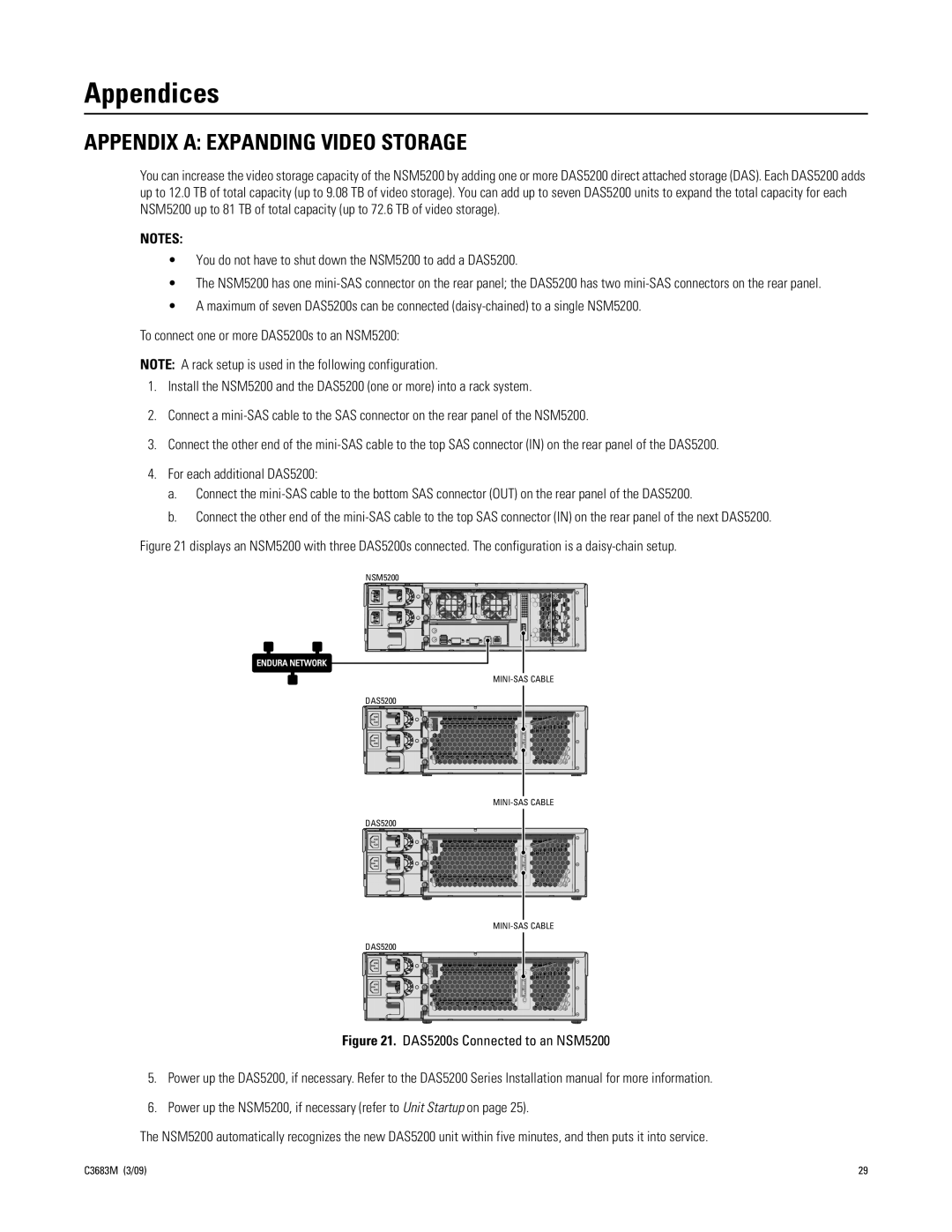 Pelco manual Appendices, Appendix a Expanding Video Storage, You do not have to shut down the NSM5200 to add a DAS5200 