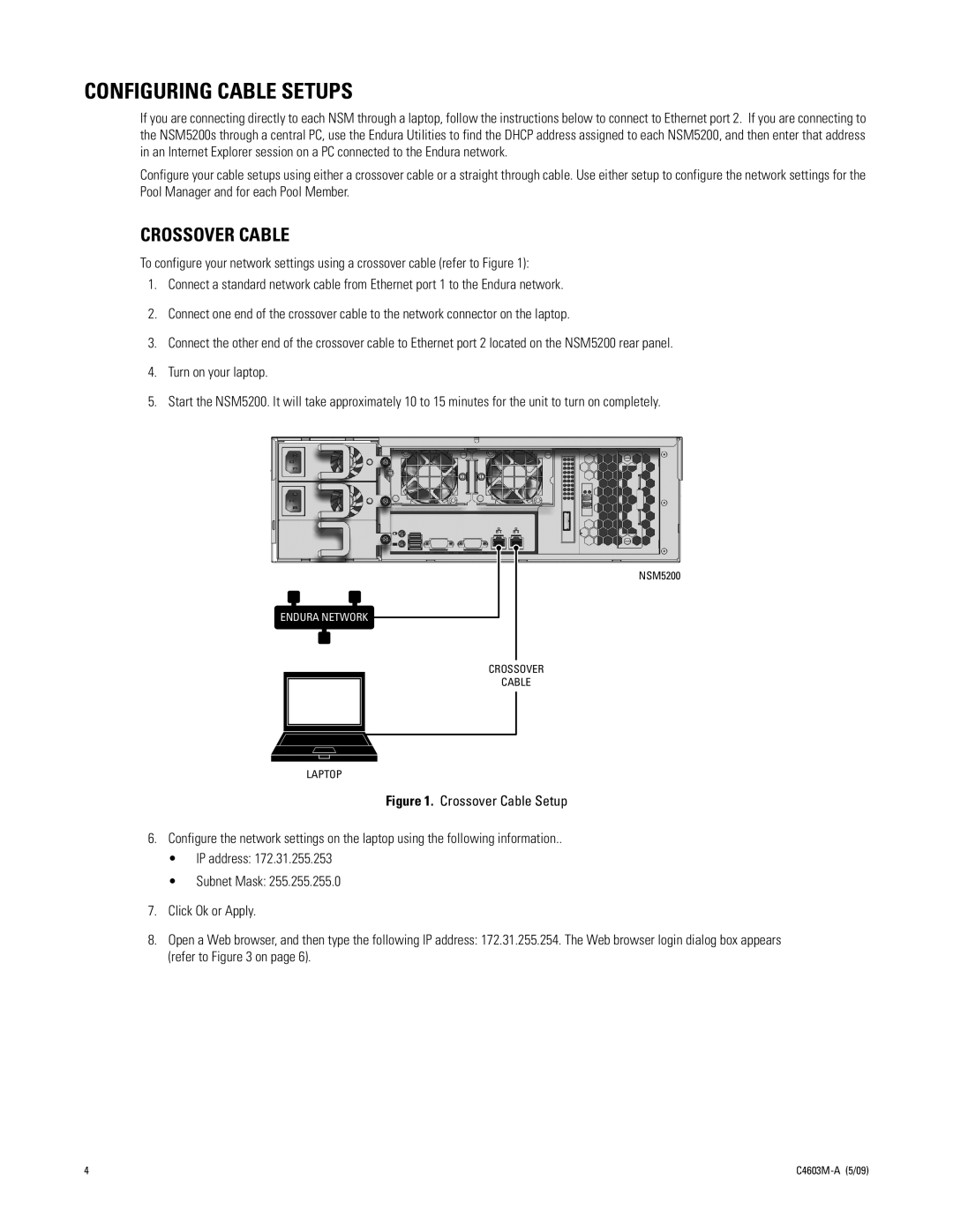 Pelco NSM5200 manual Configuring Cable Setups, Crossover Cable 