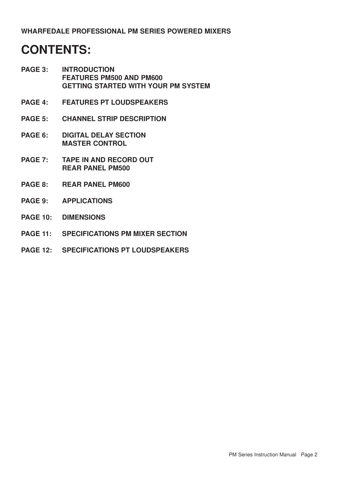 Pelco PM600, PM500 manual Contents 