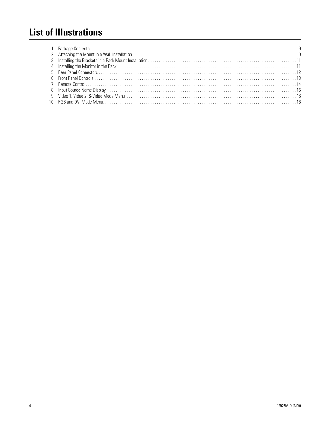 Pelco PMCL400 Series manual List of Illustrations 