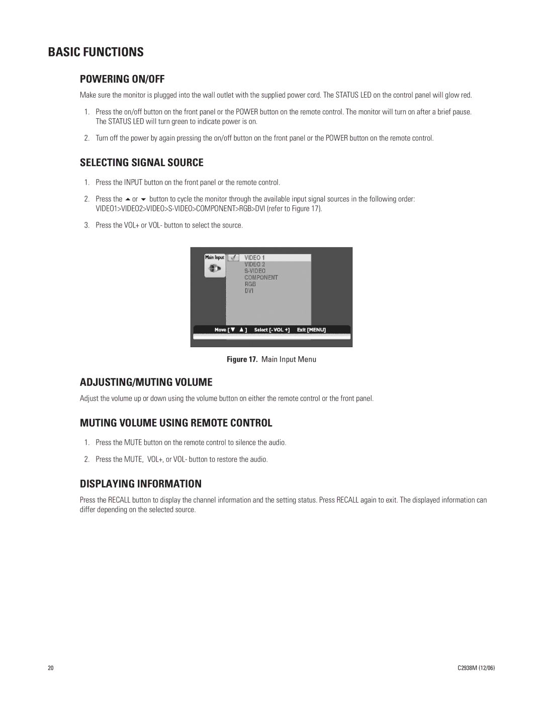 Pelco PMCP660, PMCP650 manual Basic Functions 