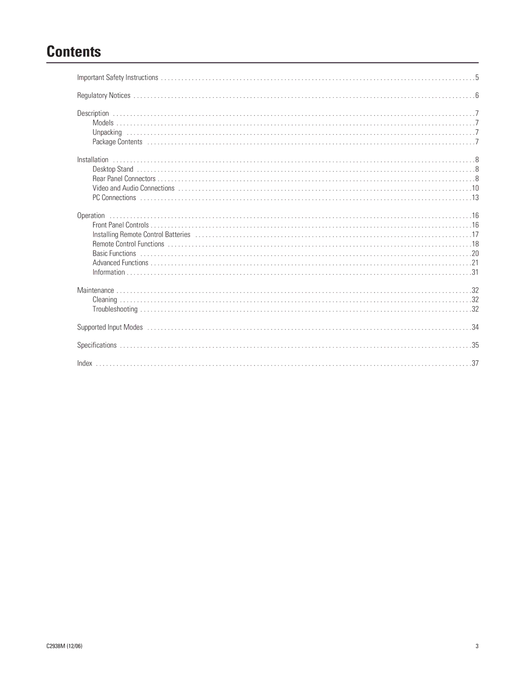 Pelco PMCP650, PMCP660 manual Contents 