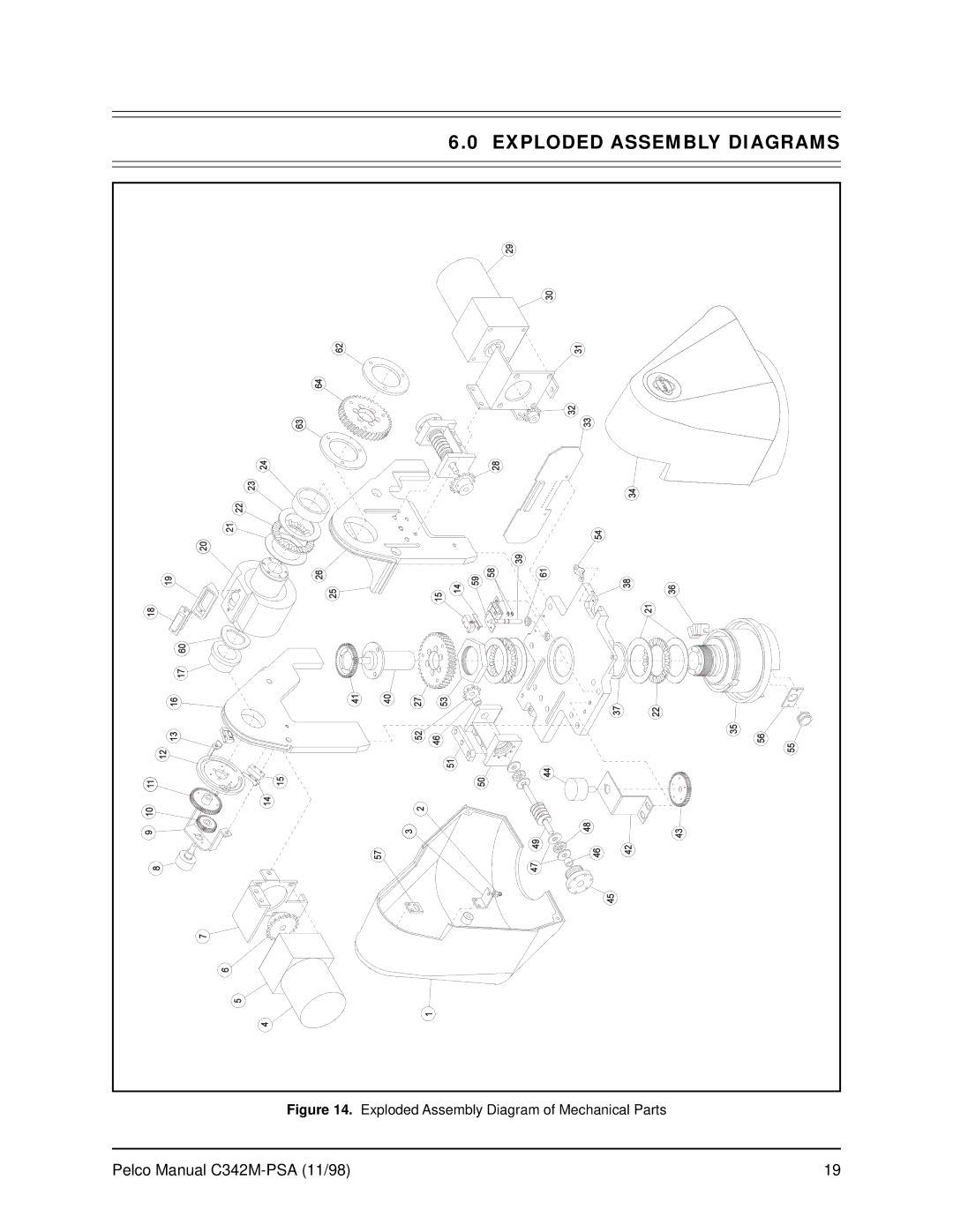 Pelco PT780-24SL/PPSA operation manual Exploded Assembly Diagrams, Exploded Assembly Diagram of Mechanical Parts 