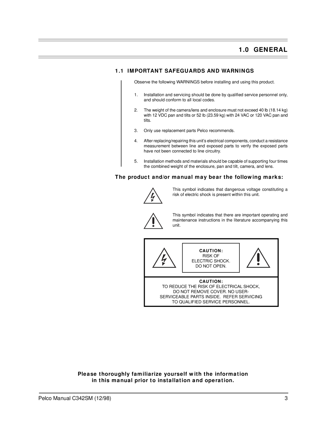 Pelco PT780 service manual General 