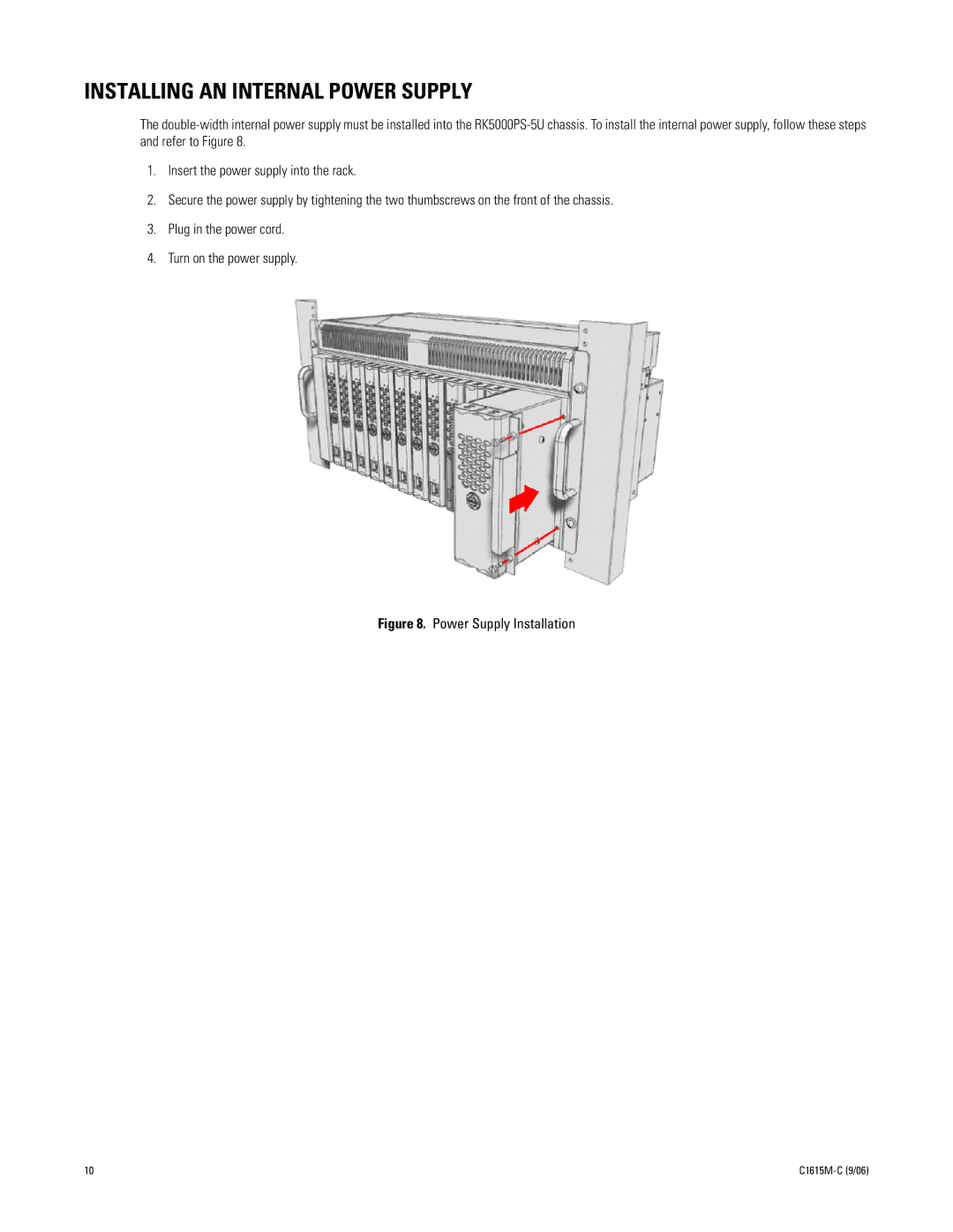 Pelco RK5000PS-5U manual Installing AN Internal Power Supply, Power Supply Installation 