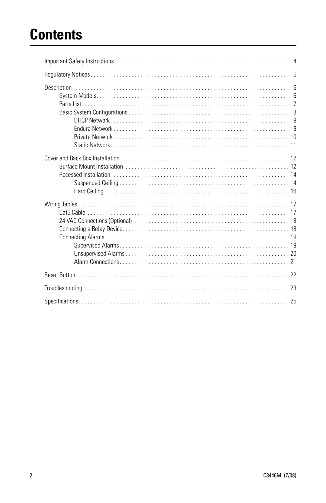 Pelco SD4N-B0-X, SD4N-W1-X, SD4N-W0-X, SD4N-B1-X manual Contents 