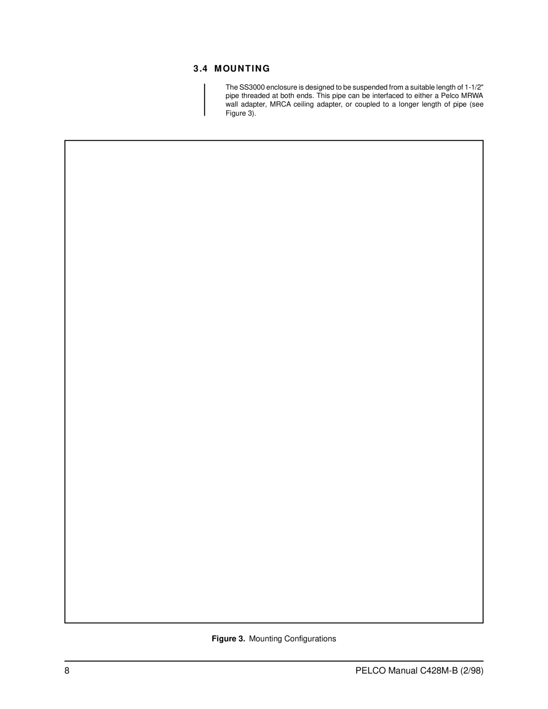 Pelco SS3002 operation manual Mounting Configurations 