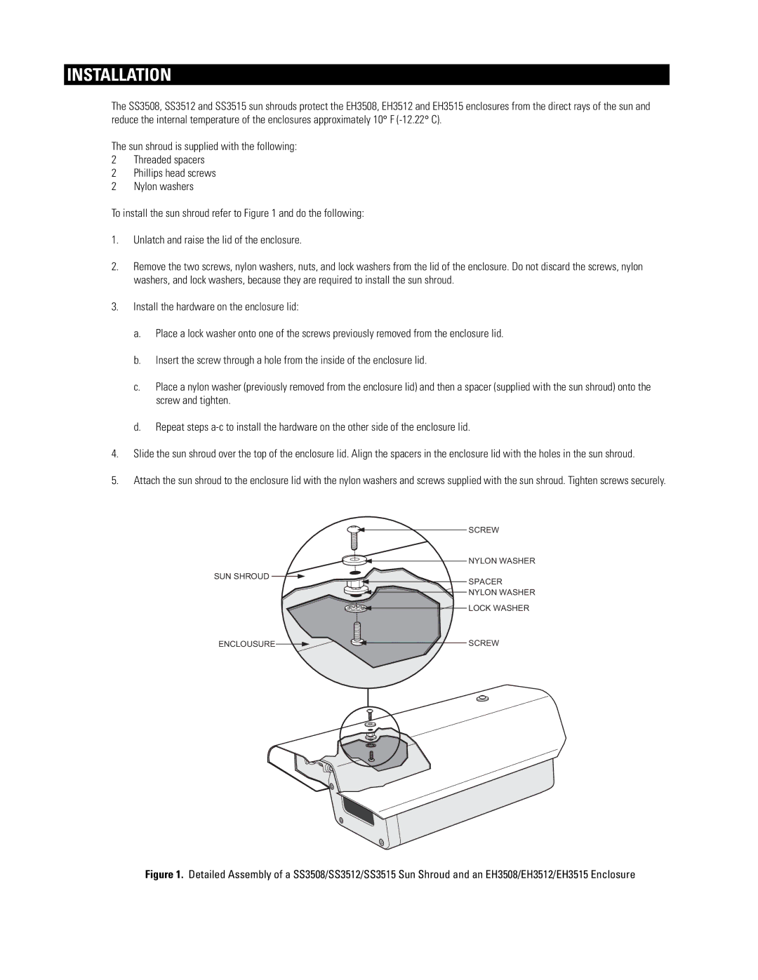 Pelco SS3515, SS3512 manual Installation 