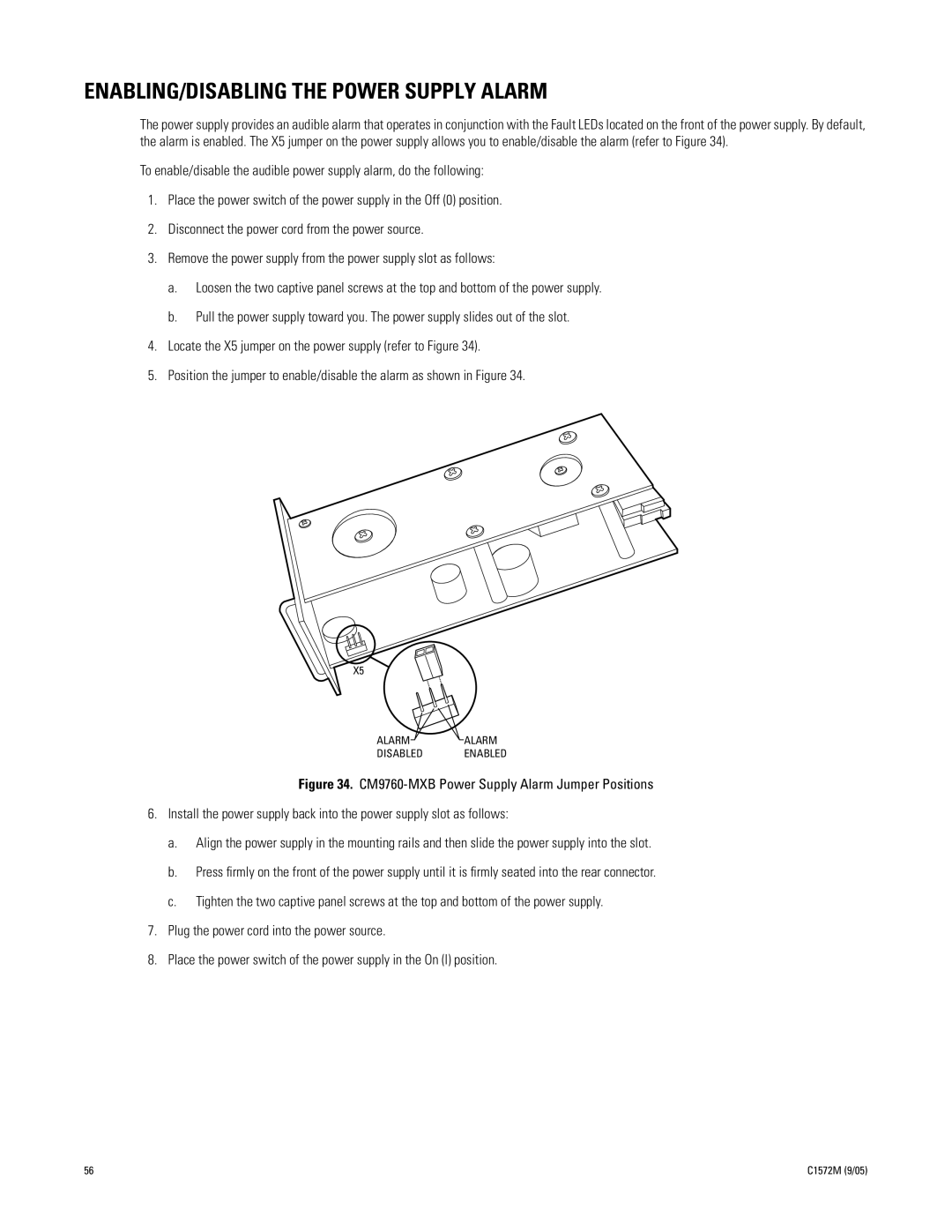 Pelco System 9760 manual ENABLING/DISABLING the Power Supply Alarm 