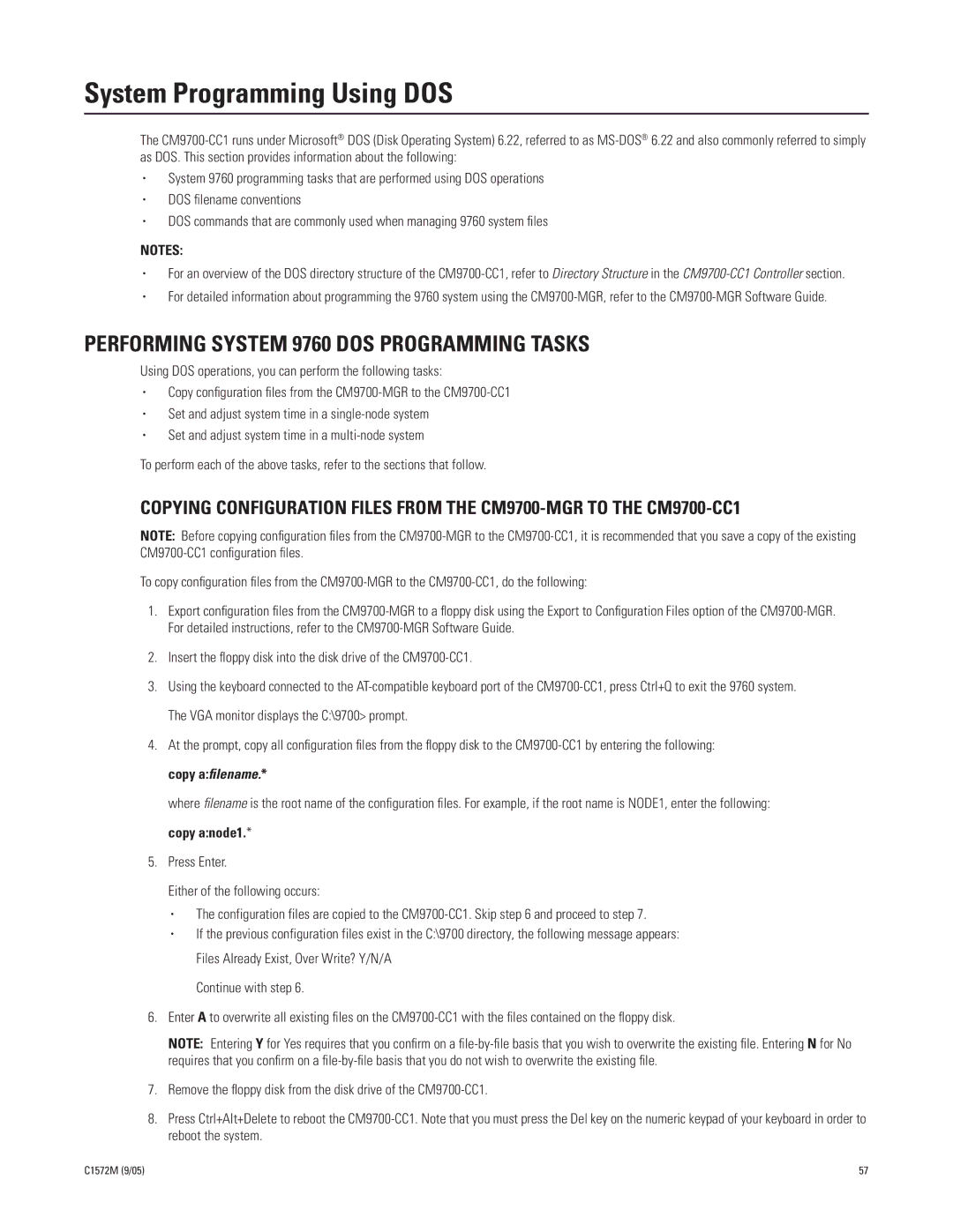 Pelco manual System Programming Using DOS, Performing System 9760 DOS Programming Tasks 