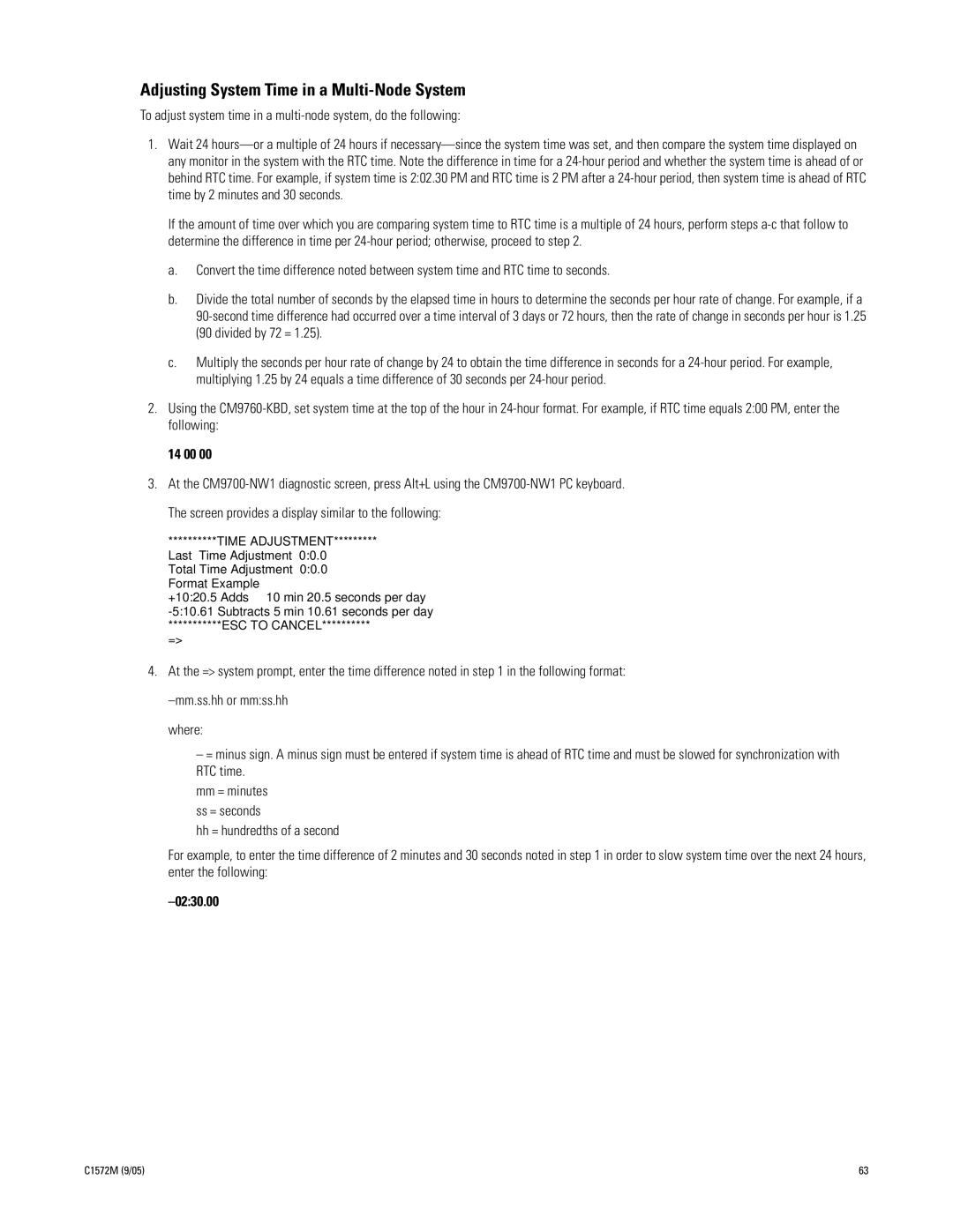 Pelco System 9760 manual Adjusting System Time in a Multi-Node System, 14 00 