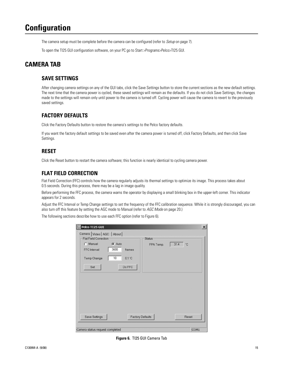 Pelco TI2550 manual Configuration, Camera TAB 