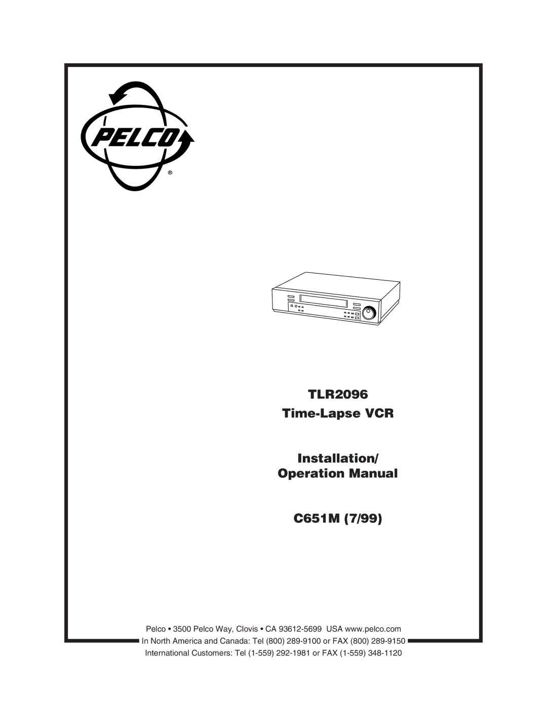 Pelco TLR2096 operation manual 