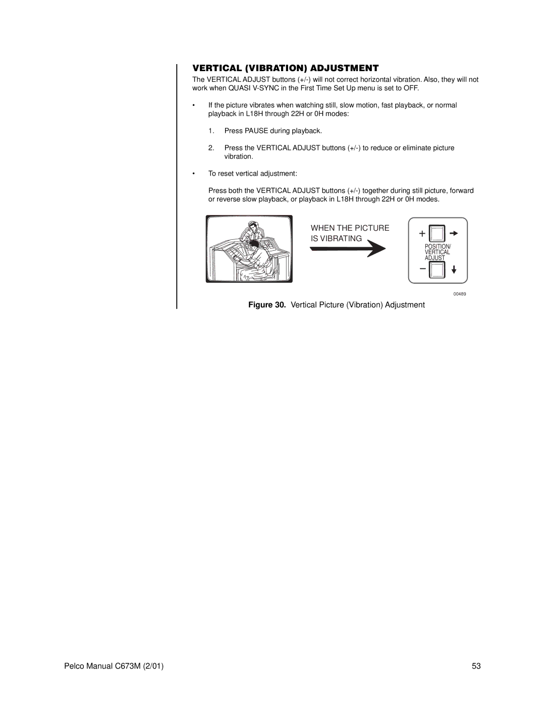 Pelco TLR3168 operation manual Vertical Vibration Adjustment 