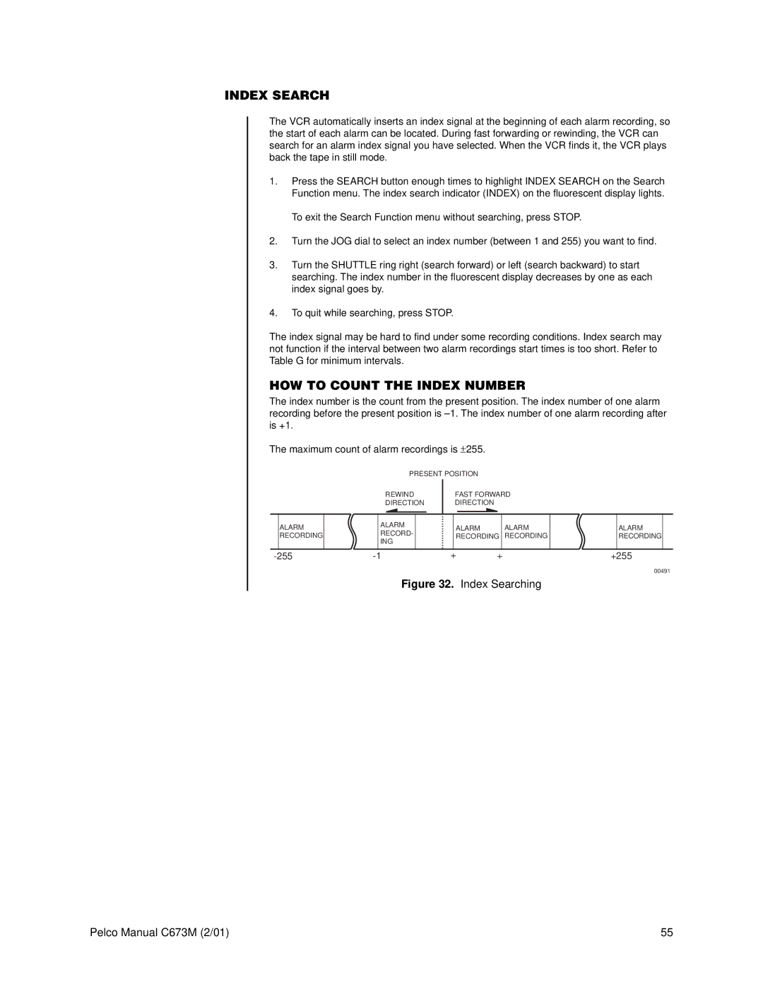 Pelco TLR3168 operation manual Index Search, HOW to Count the Index Number 