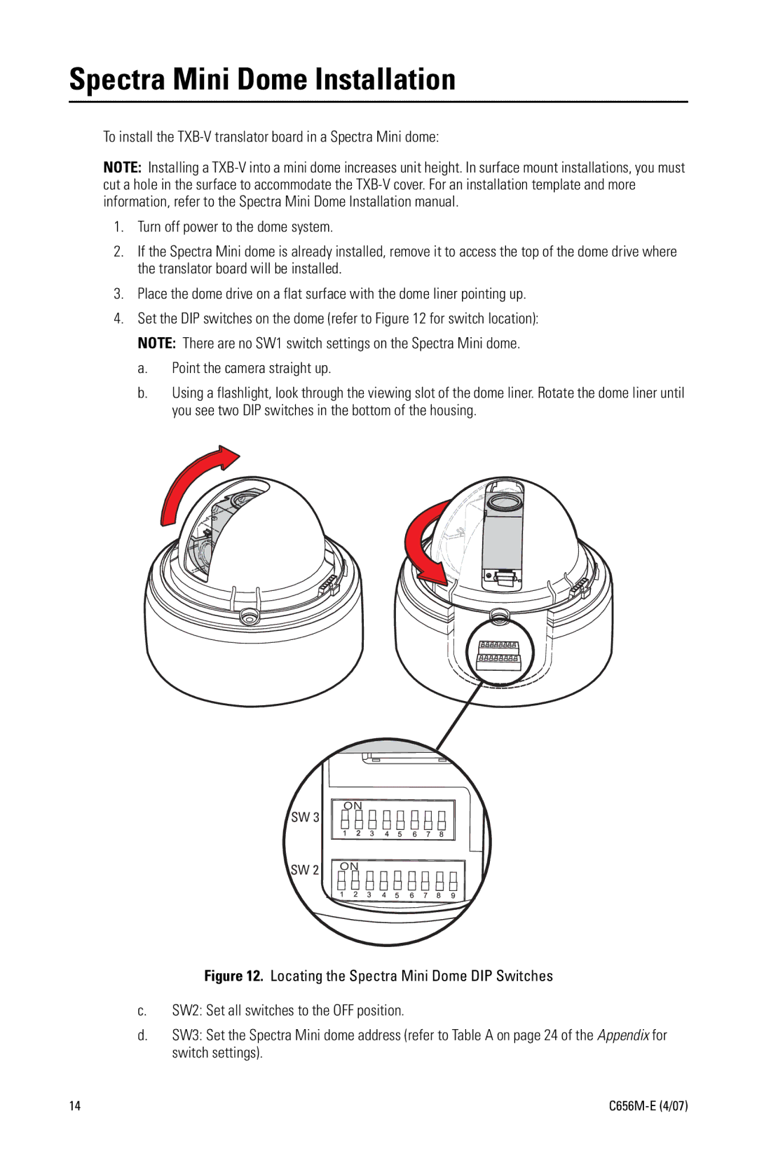 Pelco TXB-V manual Spectra Mini Dome Installation 