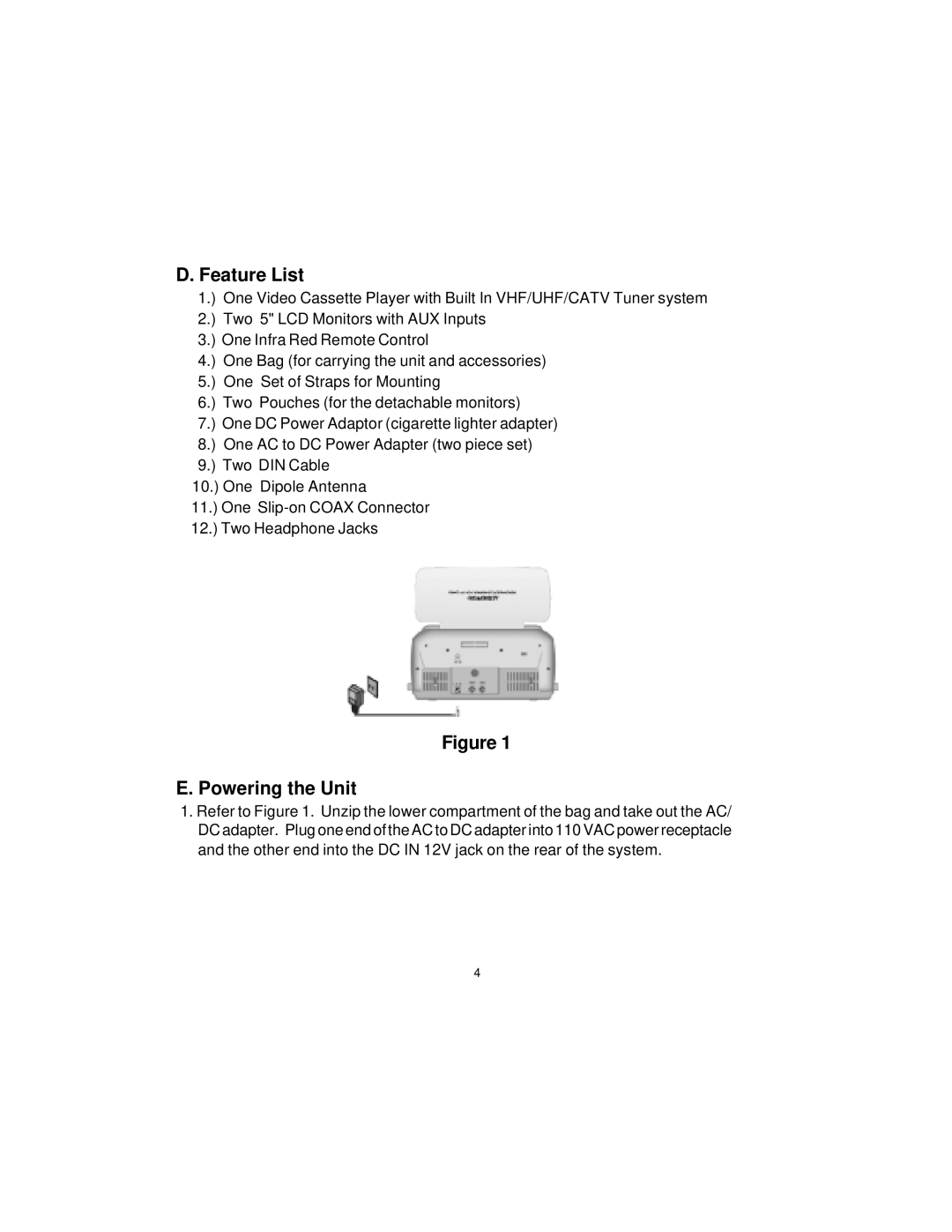 Pelco VBP3000 manual Feature List, Powering the Unit 