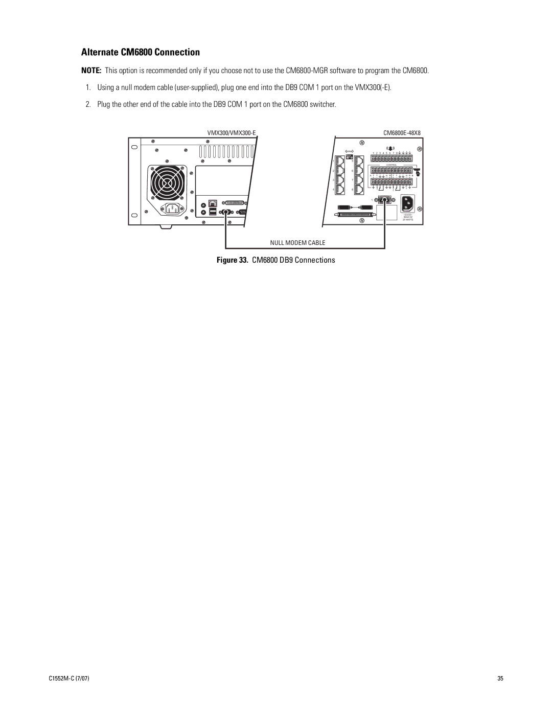 Pelco VMX300-E installation manual Alternate CM6800 Connection 