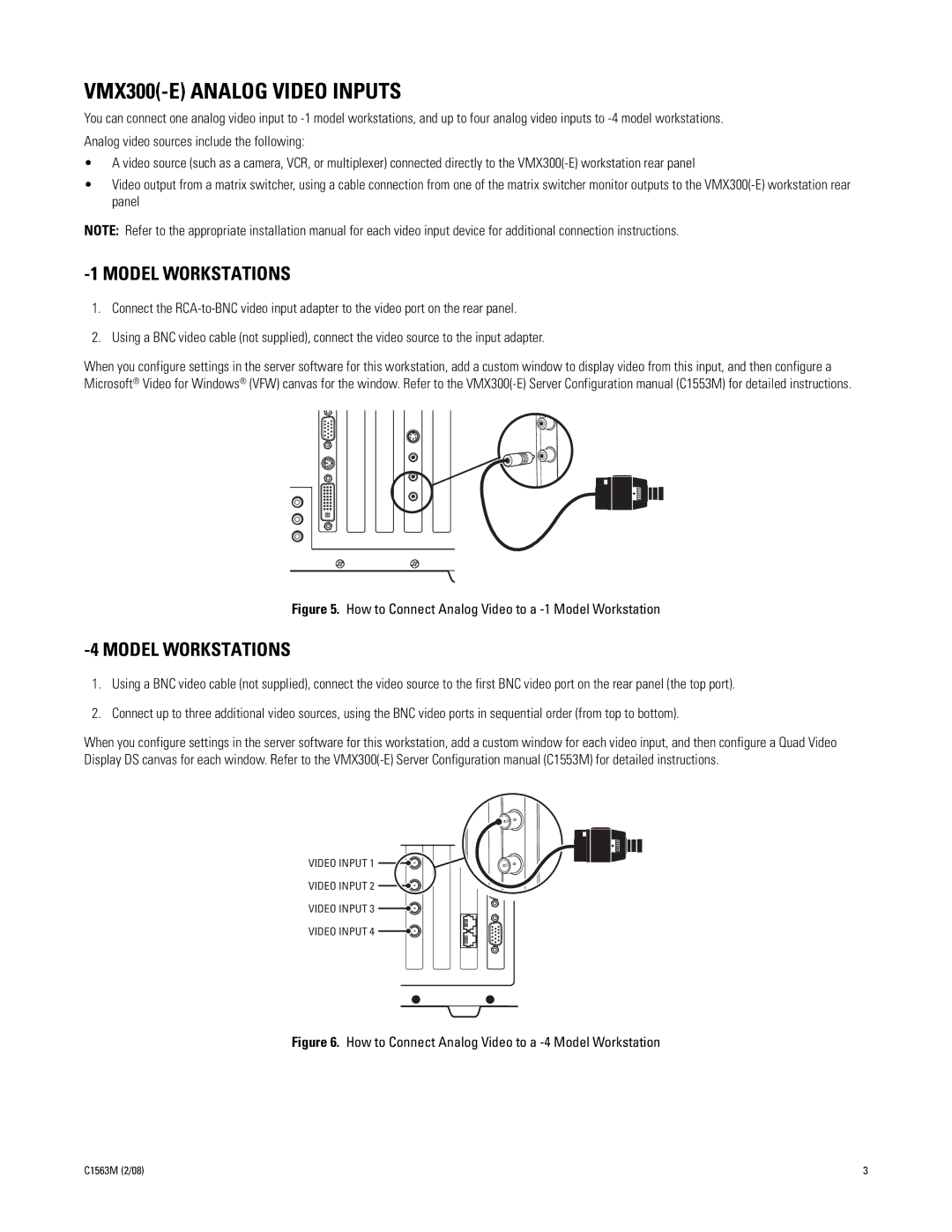 Pelco installation manual VMX300-E Analog Video Inputs, Model Workstations 