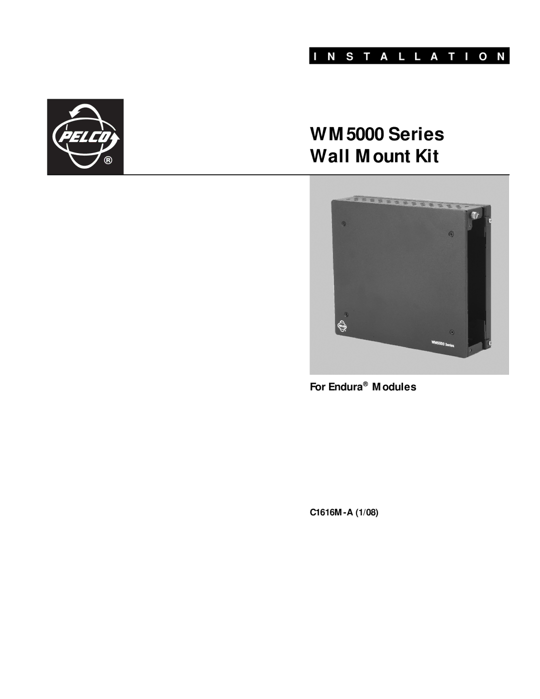 Pelco W M 5000 Series manual WM5000 Series Wall Mount Kit 