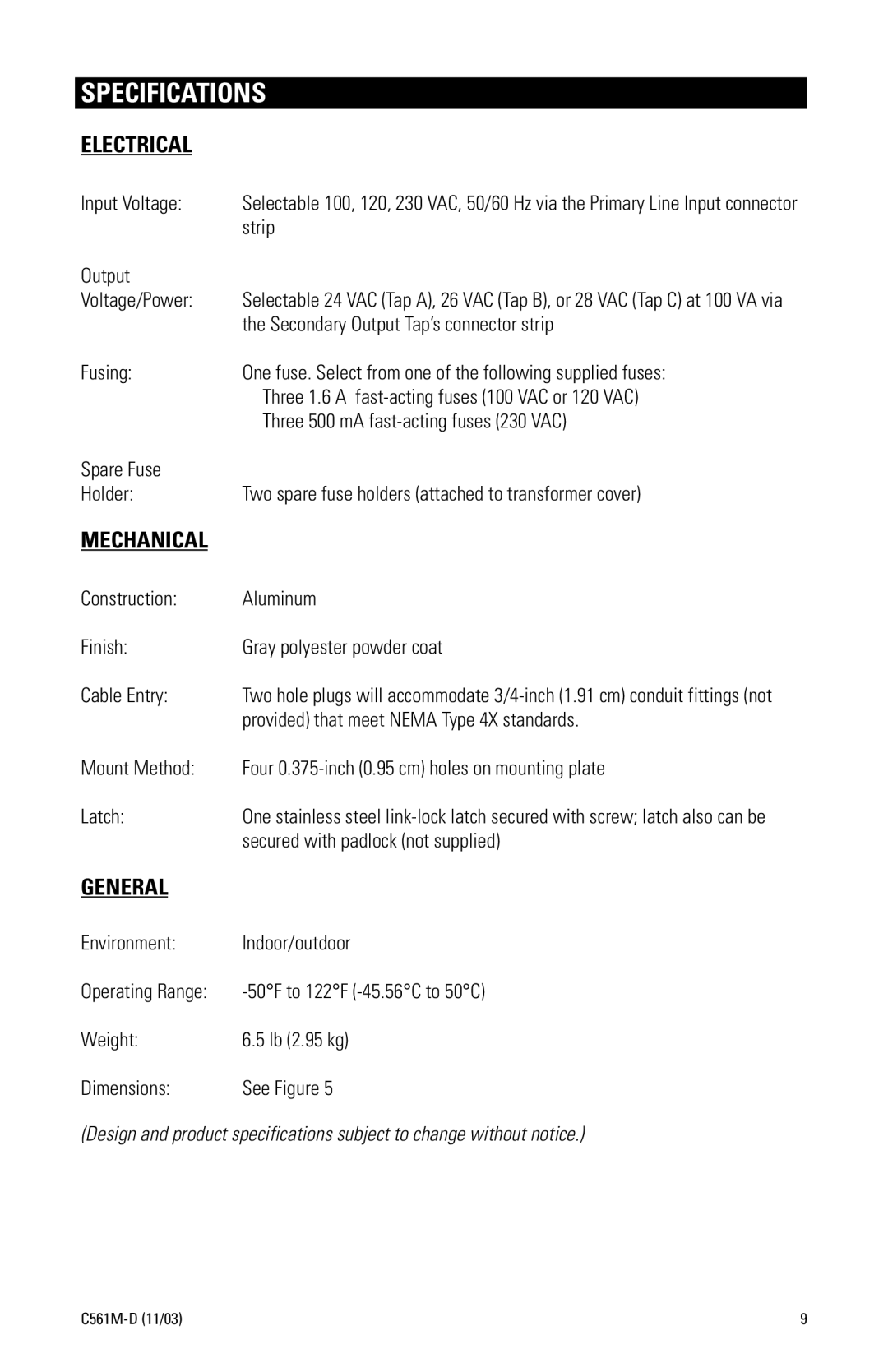 Pelco WCSI-4 manual Specifications, Electrical 